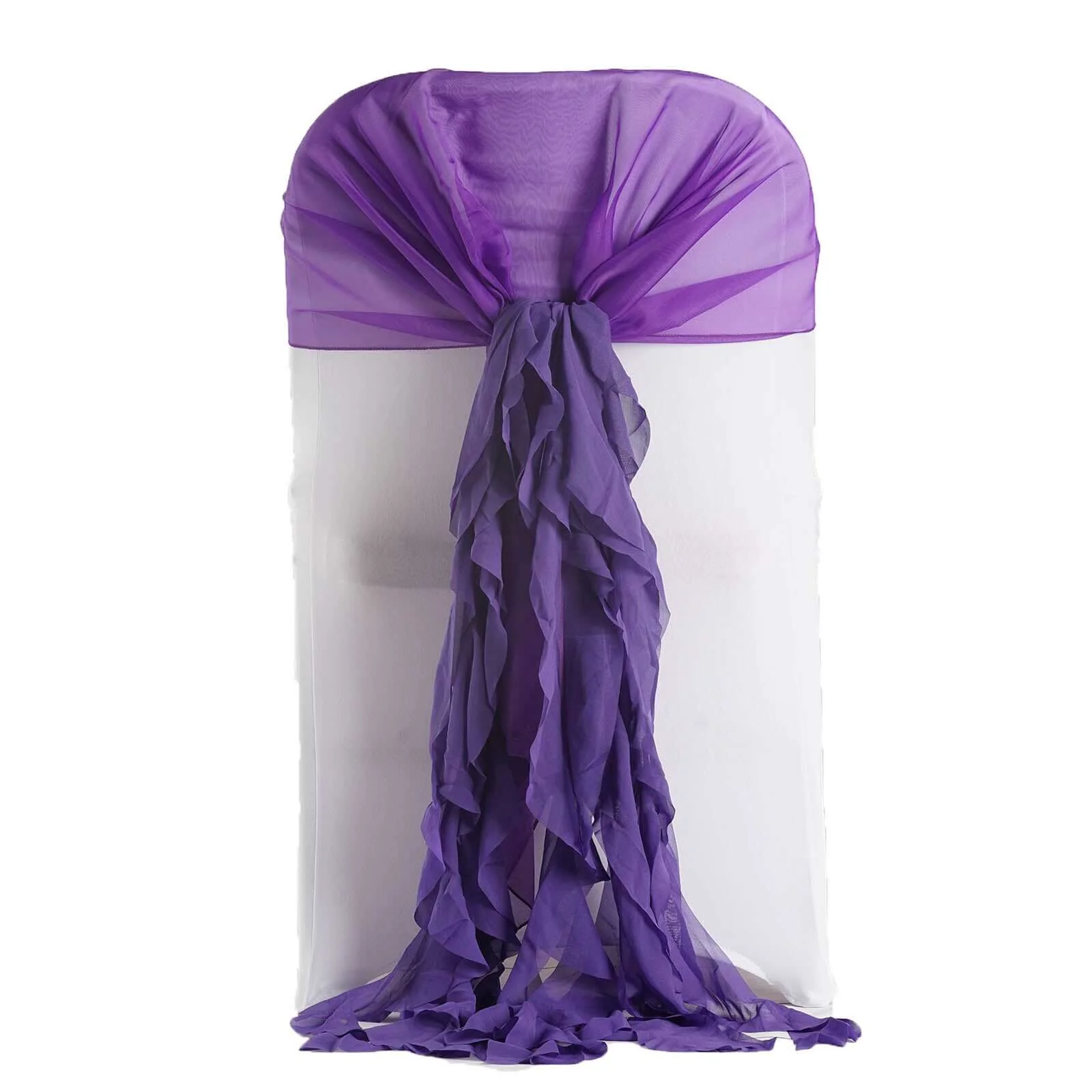 1 Set Chiffon Hoods Chair Sashes with Willow Ruffles Purple - Graceful Decorative Accent - Image 6