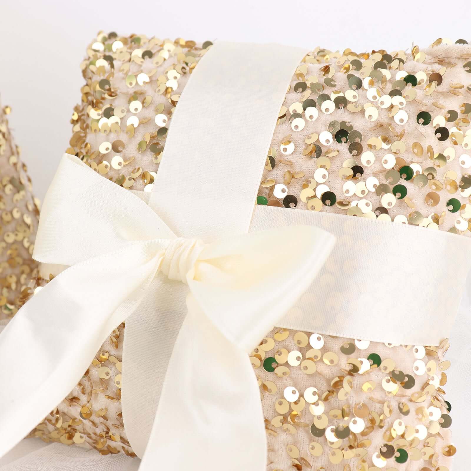 1 Set Gold Sequin Flower Girl Petal Basket and Ring Bearer Pillow Wedding Set - Image 10