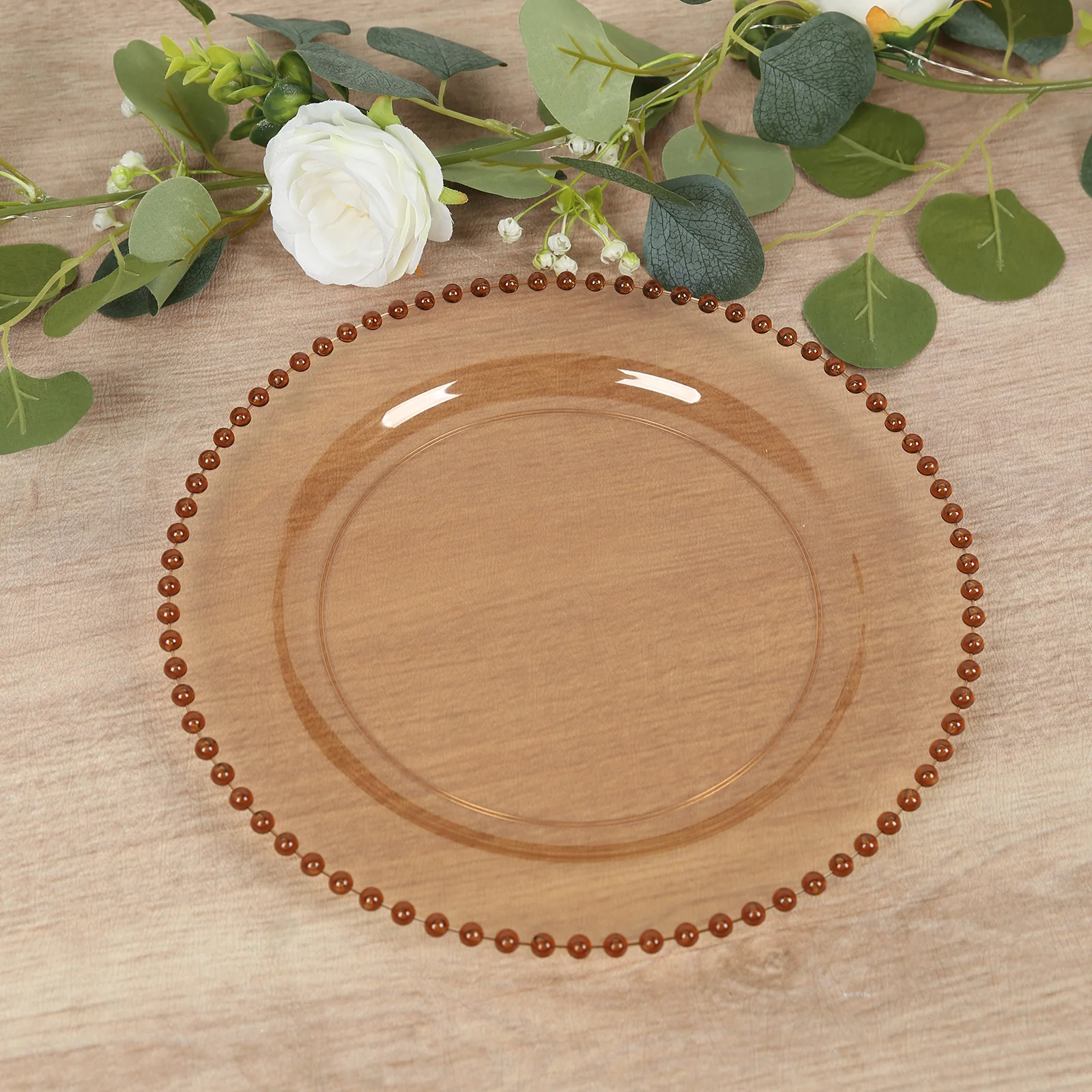 10-Pack Plastic Round Dinner Plates 10" Amber Gold with Beaded Rim - Disposable Party Plates for Stylish Gatherings & Celebrations - Image 7