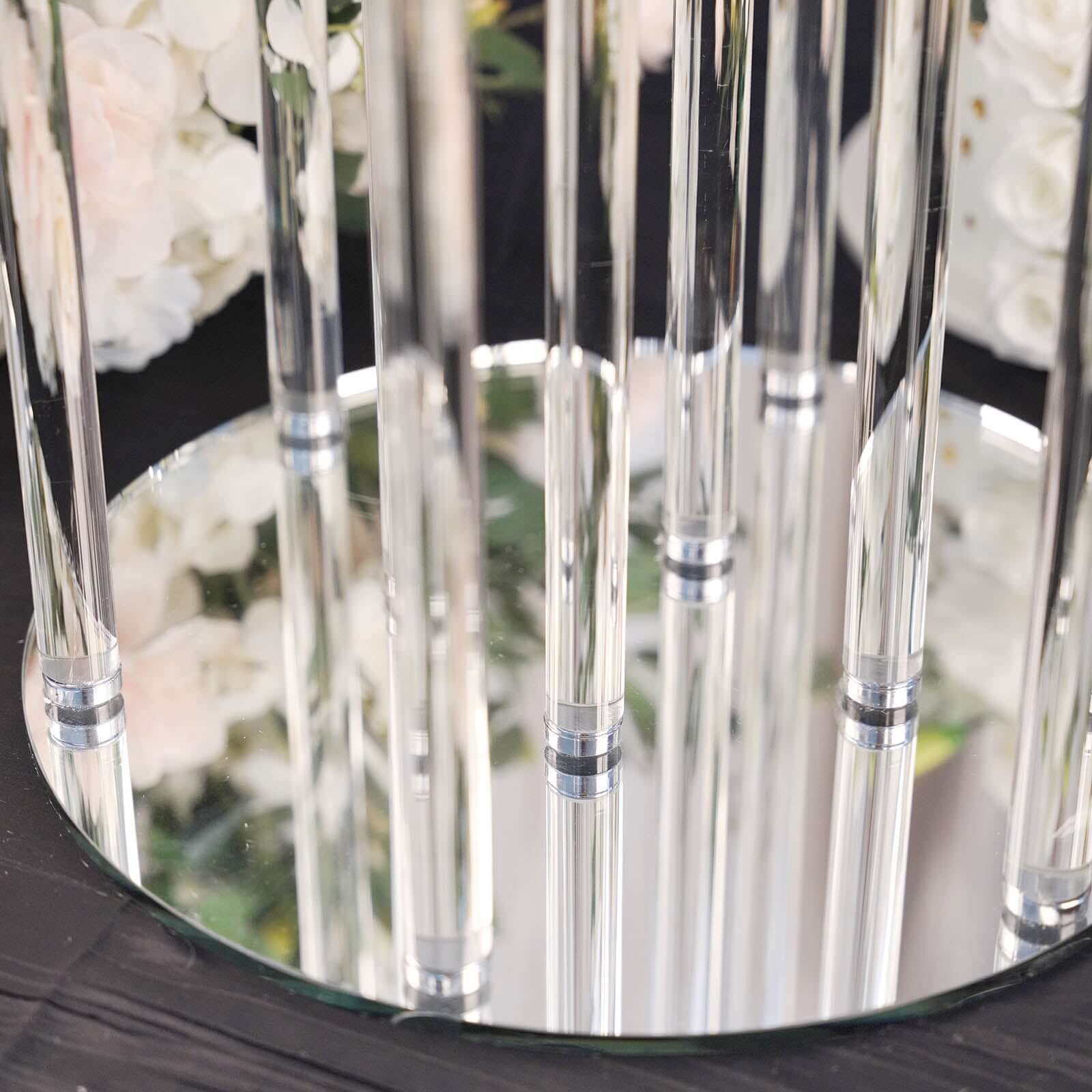 10-Arm Crystal Cluster Taper Candelabra Round Design with Mirror Base 47" Clear - Radiant Candle Holder Table Centerpiece for Votive & Pillar Candles - Image 8