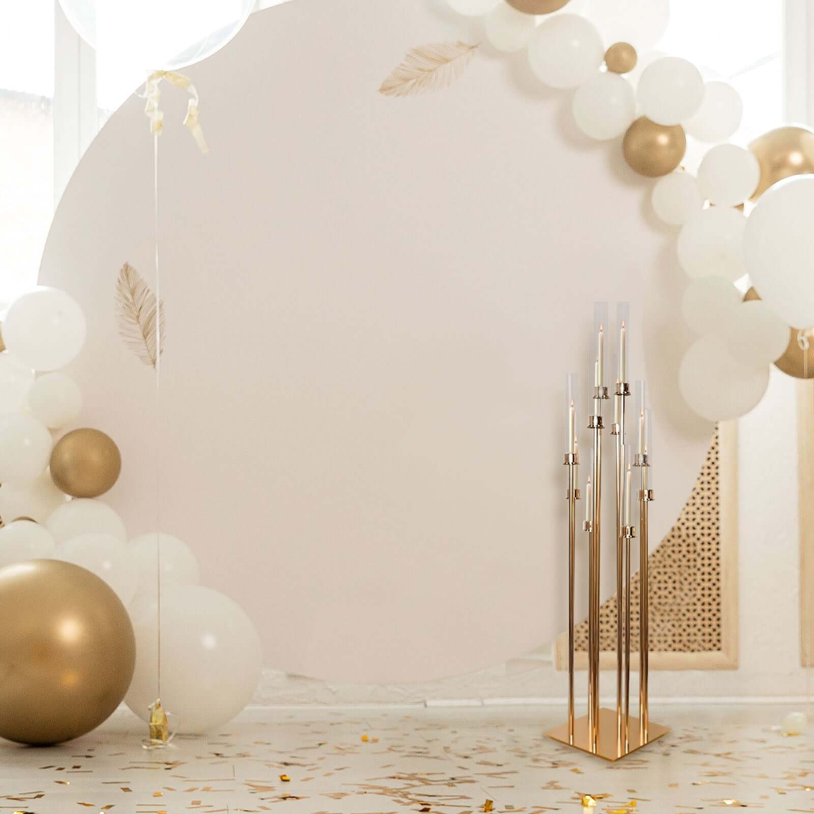 10-Arm Gold Cluster Taper Candle Holder with Clear Glass Shades 50" - Stylish Large Candle Arrangement for Events - Image 7