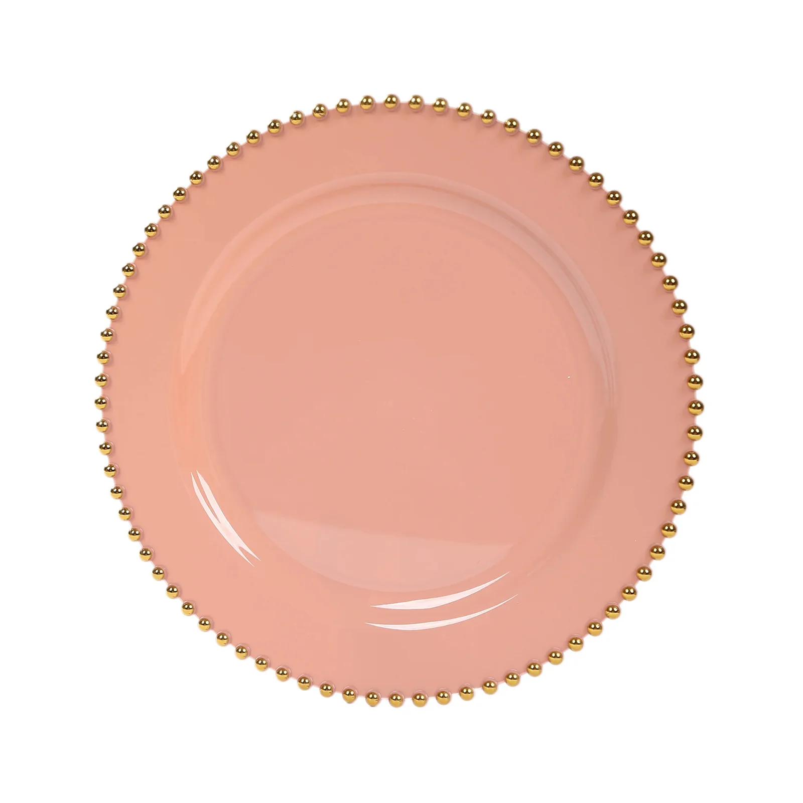 10-Pack Plastic Round Dinner Plates 10" Dusty Rose with Gold Beaded Rim - Disposable Party Plates for Stylish Gatherings & Celebrations - Image 5
