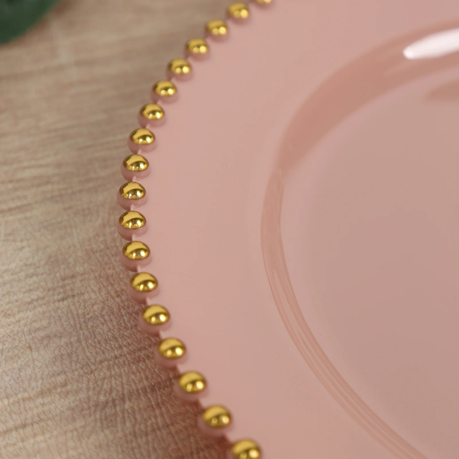 10-Pack Plastic Round Dinner Plates 10" Dusty Rose with Gold Beaded Rim - Disposable Party Plates for Stylish Gatherings & Celebrations - Image 6