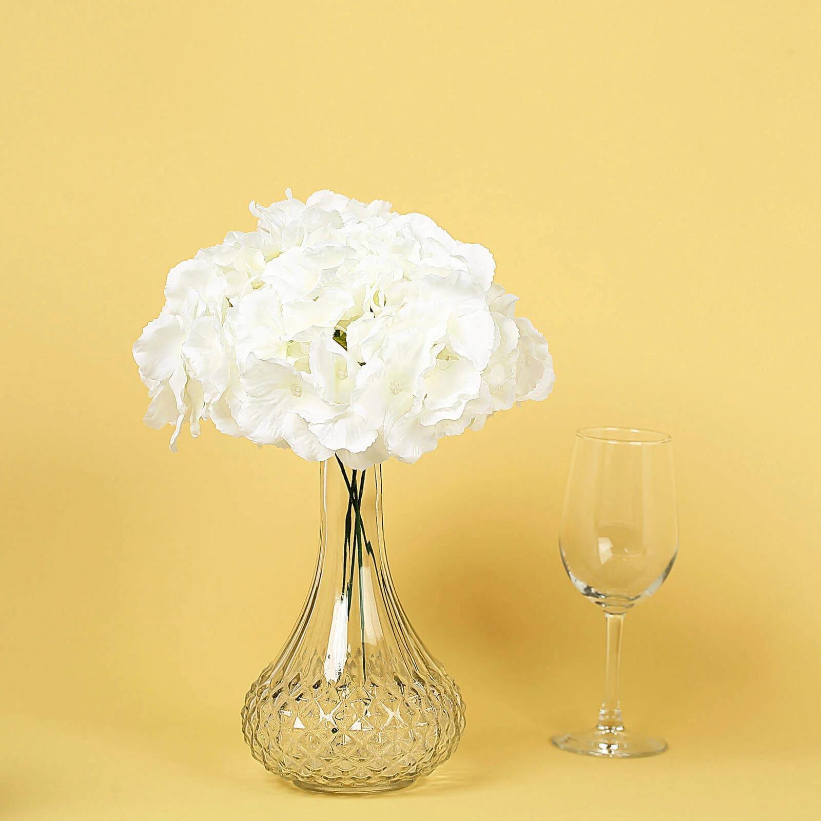 10 Flower Head and Stems Cream Artificial Satin Hydrangeas, DIY Arrangement