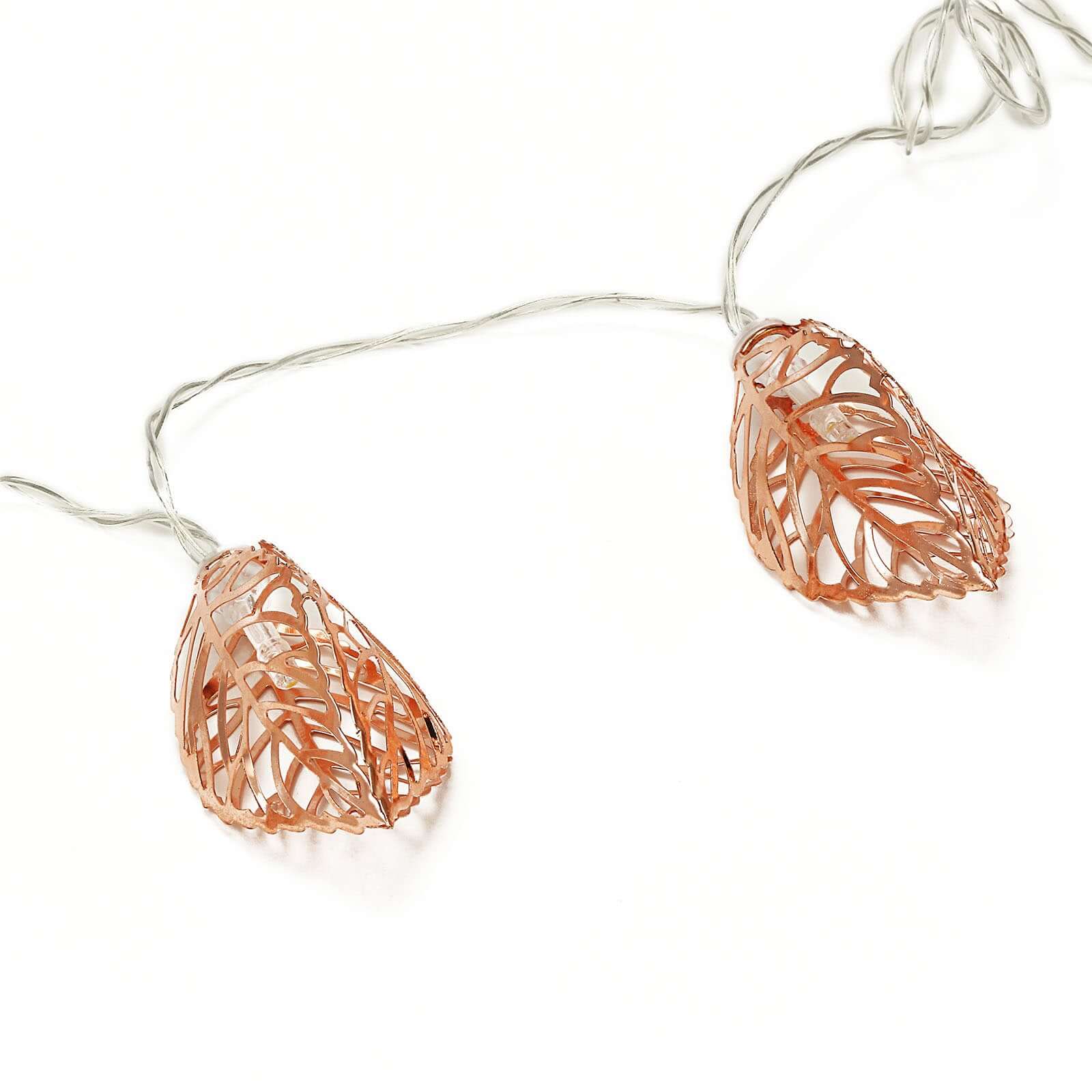 10 LED Rose Gold Leaves String Light Garland 5ft Warm White - Battery Operated Decorative Lighting - Image 12