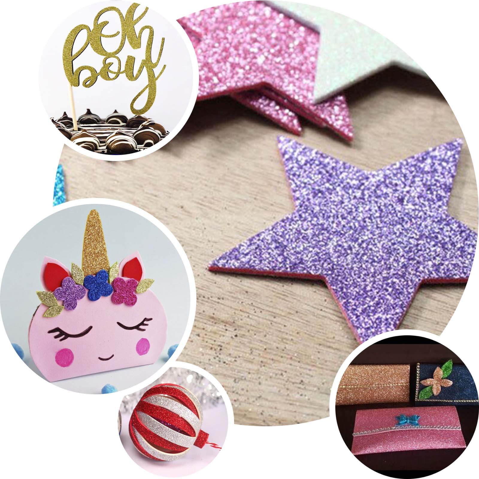 10 Pack Self-Adhesive Glitter DIY Craft Foam Sheets - Hot Pink 12"x10" - Image 5