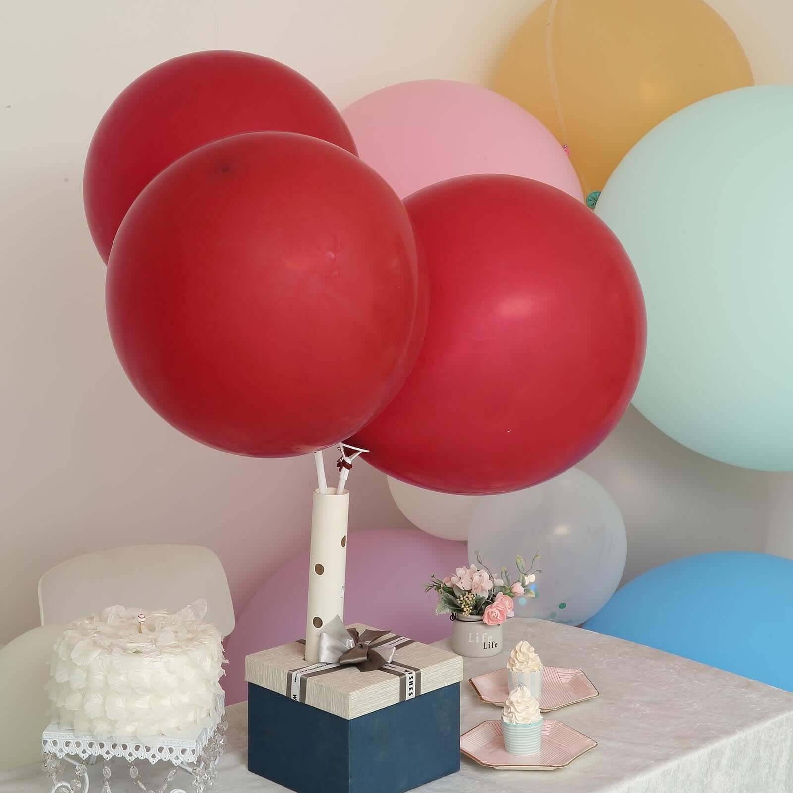 10 Pack Matte Pastel Burgundy Helium or Air Latex Party Balloons 18" - Image 2