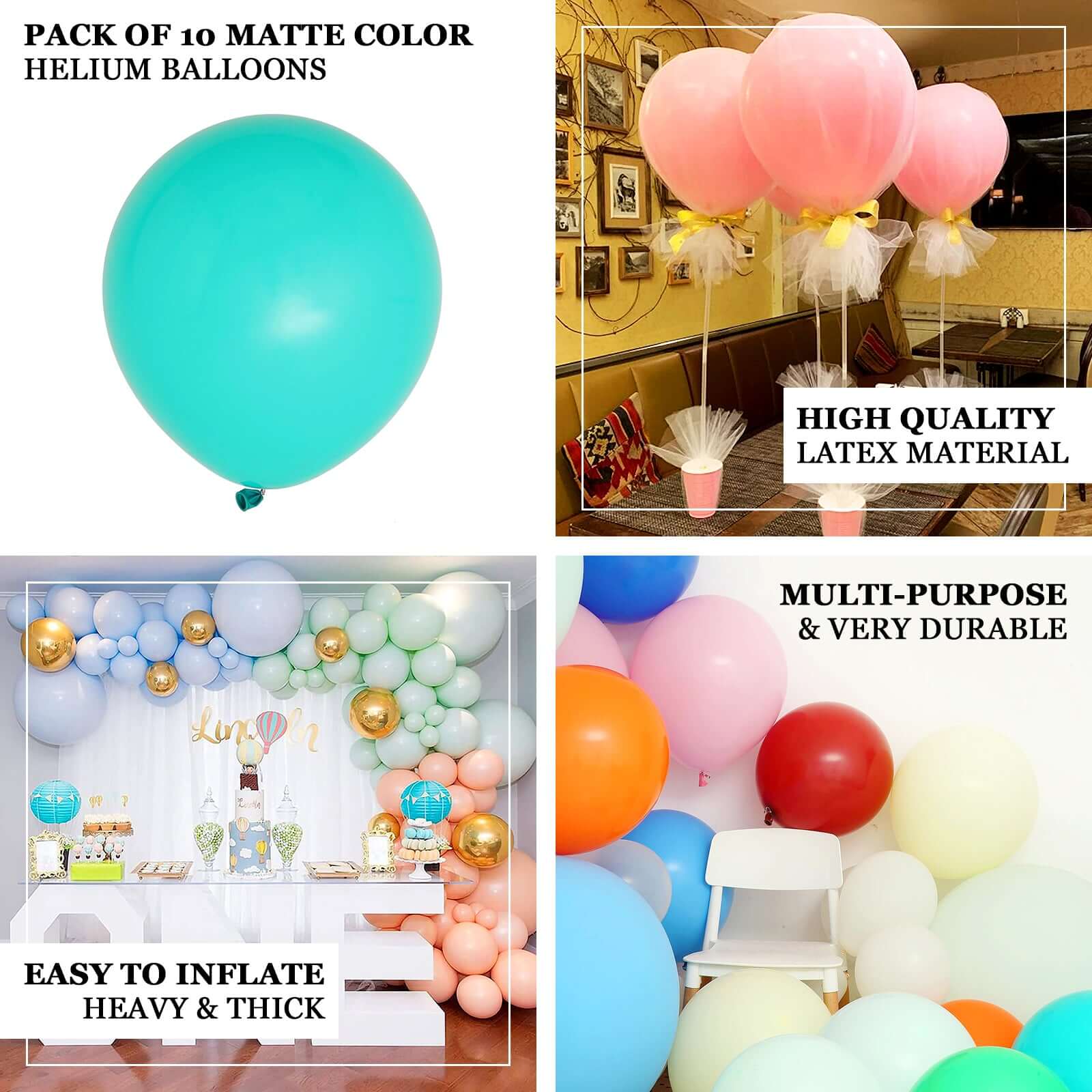 10 Pack Matte Pastel Lavender Lilac Helium or Air Latex Party Balloons 18" - Image 4