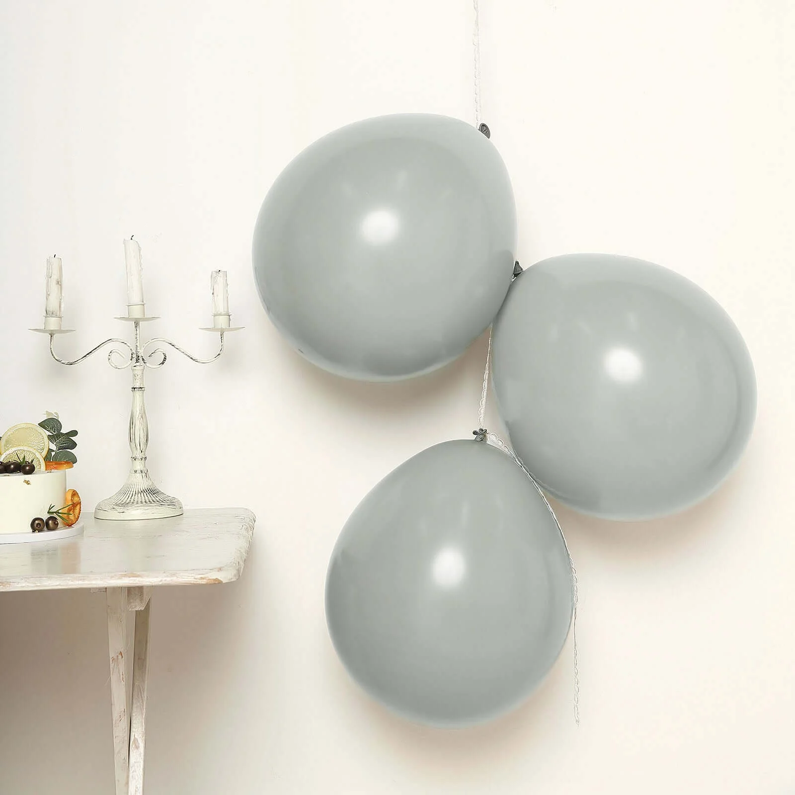 10 Pack Matte Pastel Silver Helium or Air Latex Party Balloons 18" - Image 11