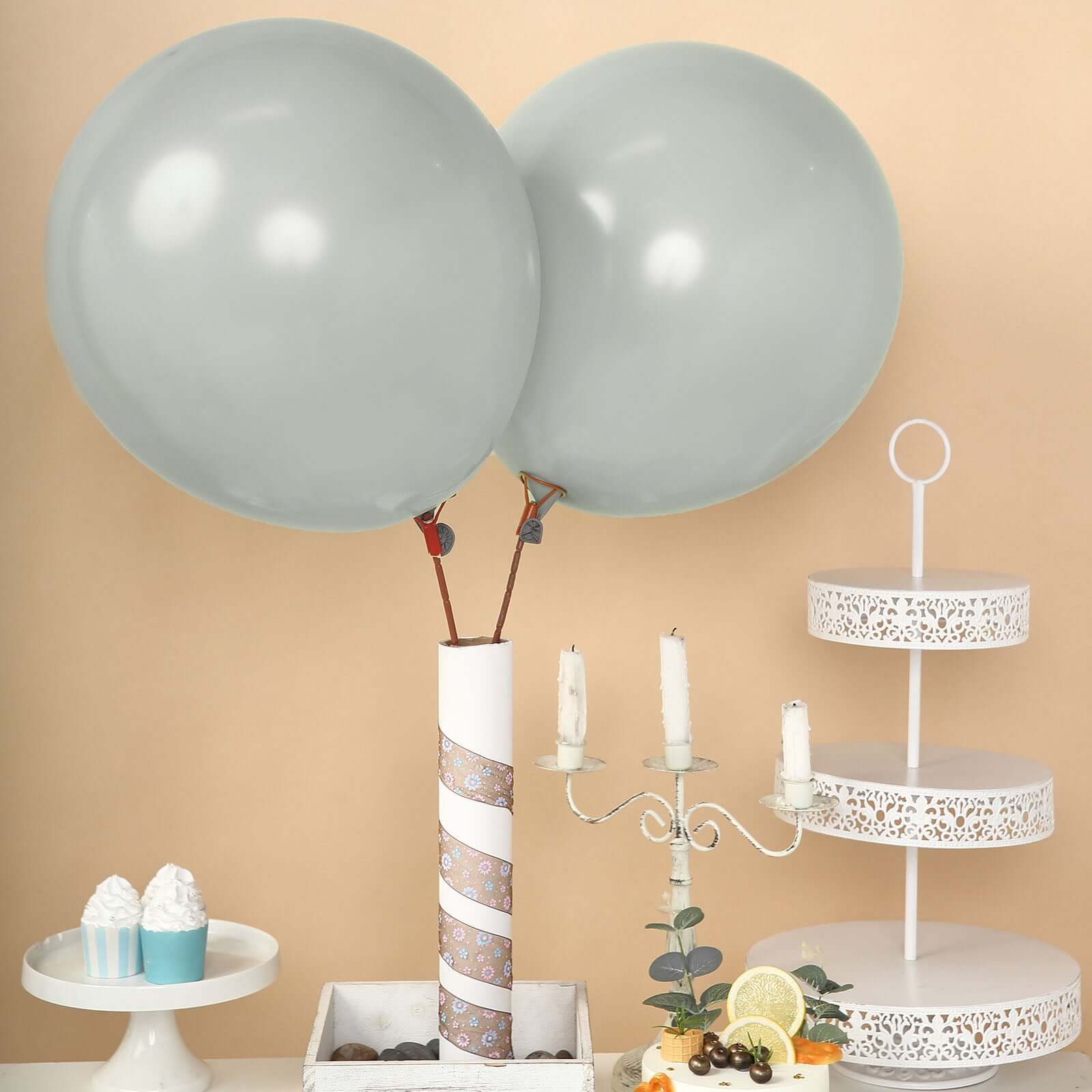 10 Pack Matte Pastel Silver Helium or Air Latex Party Balloons 18" - Image 8