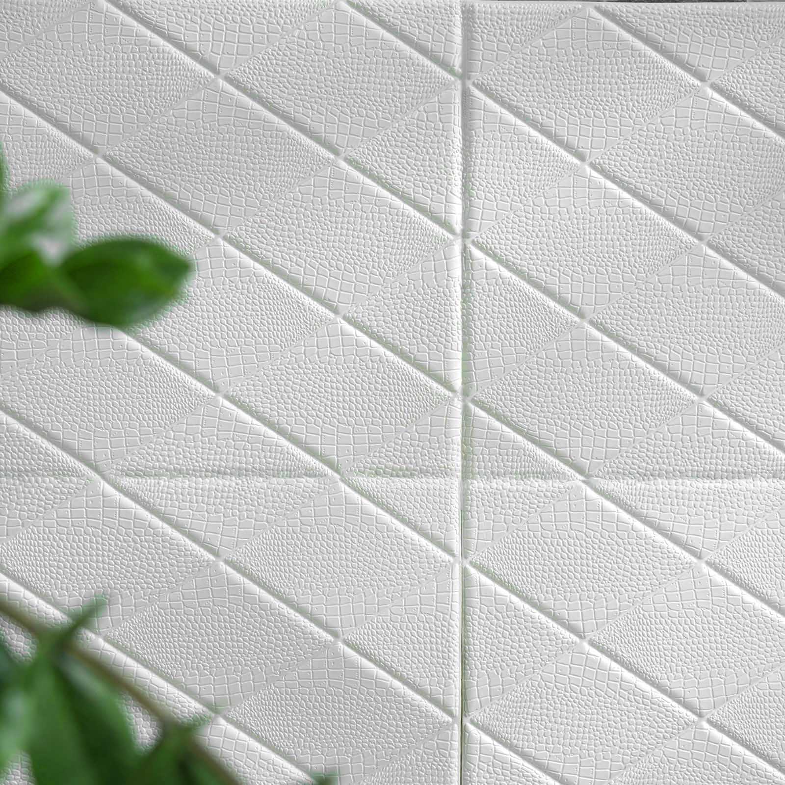 10 Pack 3D White Foam Self Adhesive Wall Panels - Alligator Skin Design 40 Sq ft - Image 10