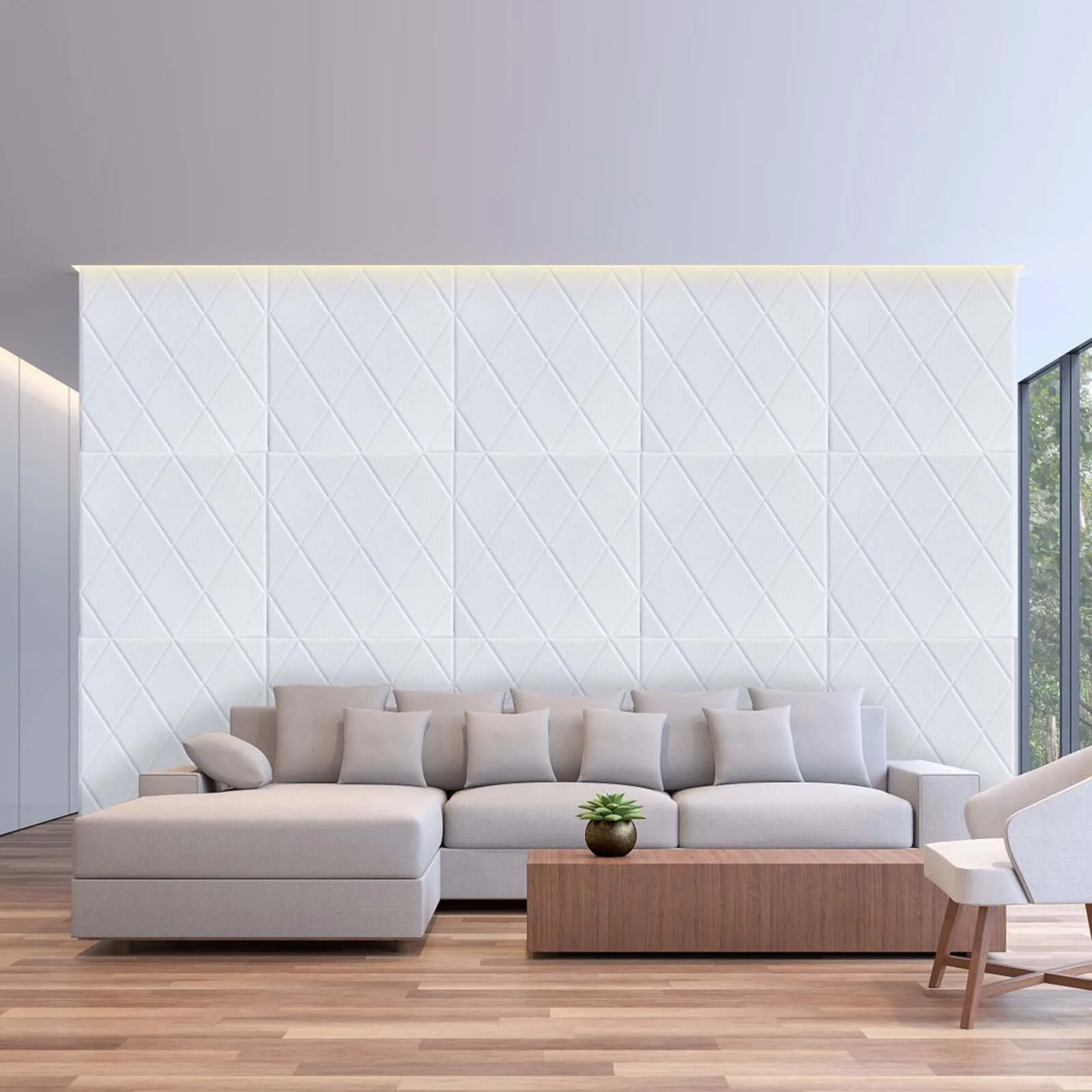 10 Pack 3D White Foam Self Adhesive Wall Panels - Alligator Skin Design 40 Sq ft - Image 2
