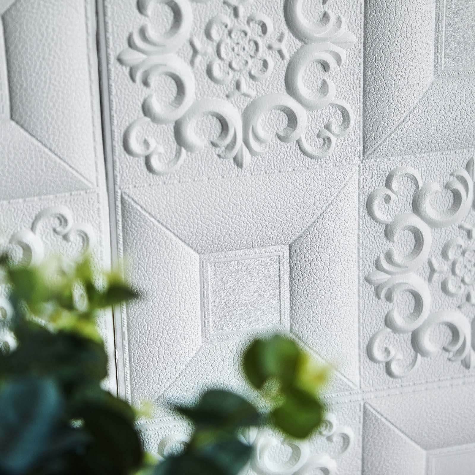 10 Pack 3D White Foam Self Adhesive Wall Panels - French Design 52 Sq ft - Image 10