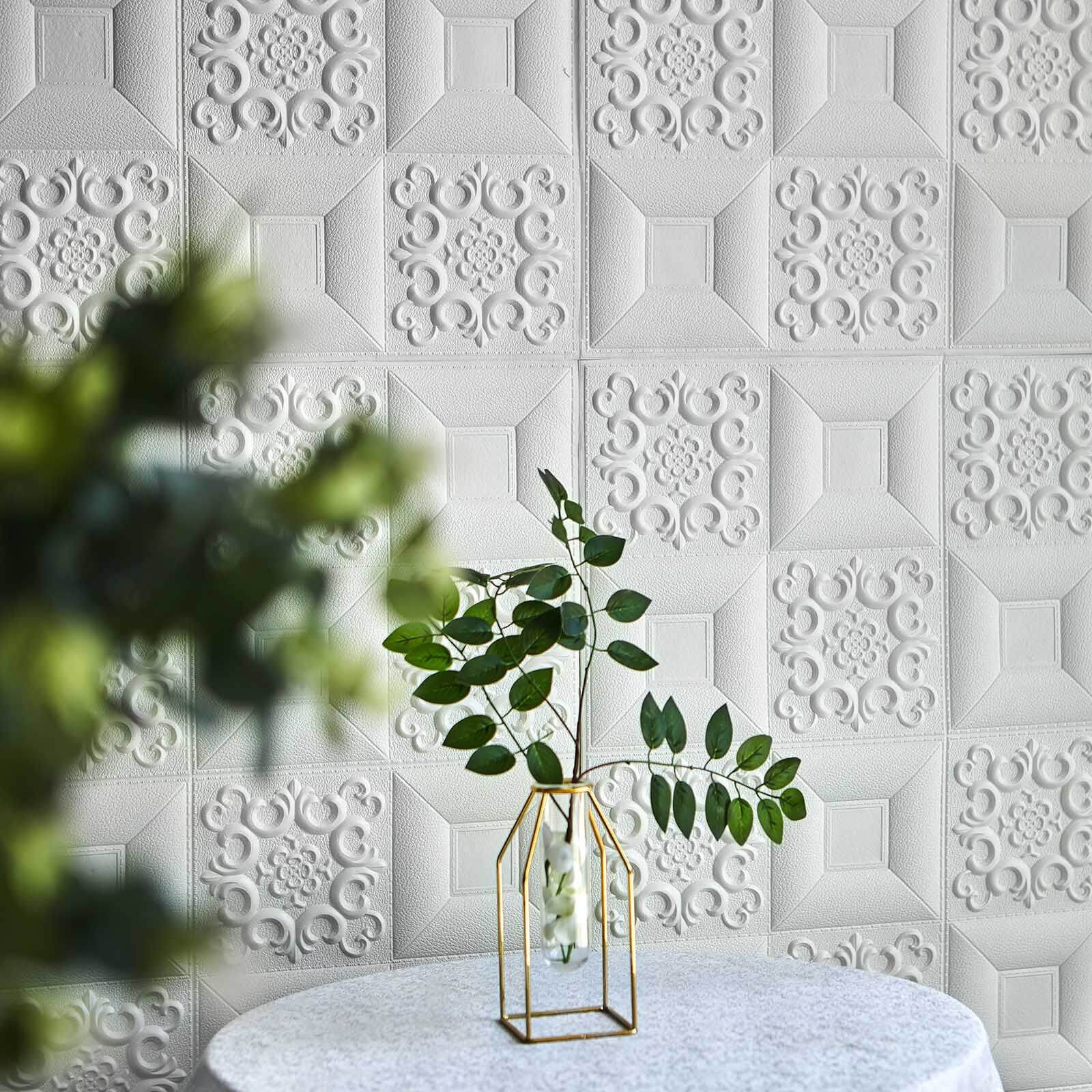 10 Pack 3D White Foam Self Adhesive Wall Panels - French Design 52 Sq ft - Image 11