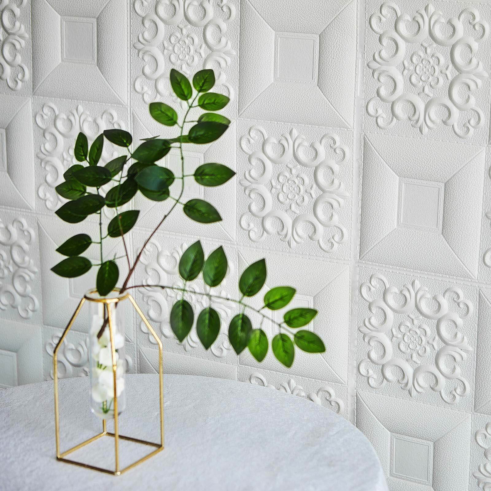 10 Pack 3D White Foam Self Adhesive Wall Panels - French Design 52 Sq ft - Image 14