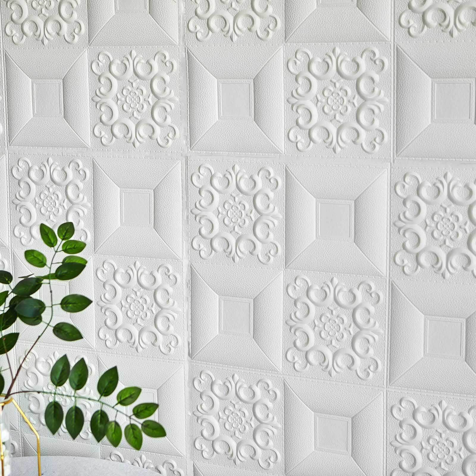 10 Pack 3D White Foam Self Adhesive Wall Panels - French Design 52 Sq ft - Image 16