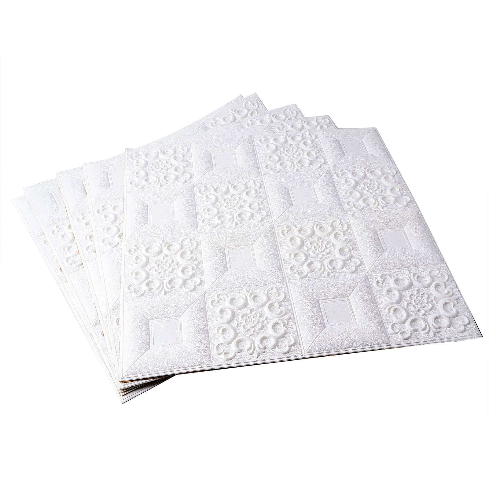 10 Pack 3D White Foam Self Adhesive Wall Panels - French Design 52 Sq ft - Image 17