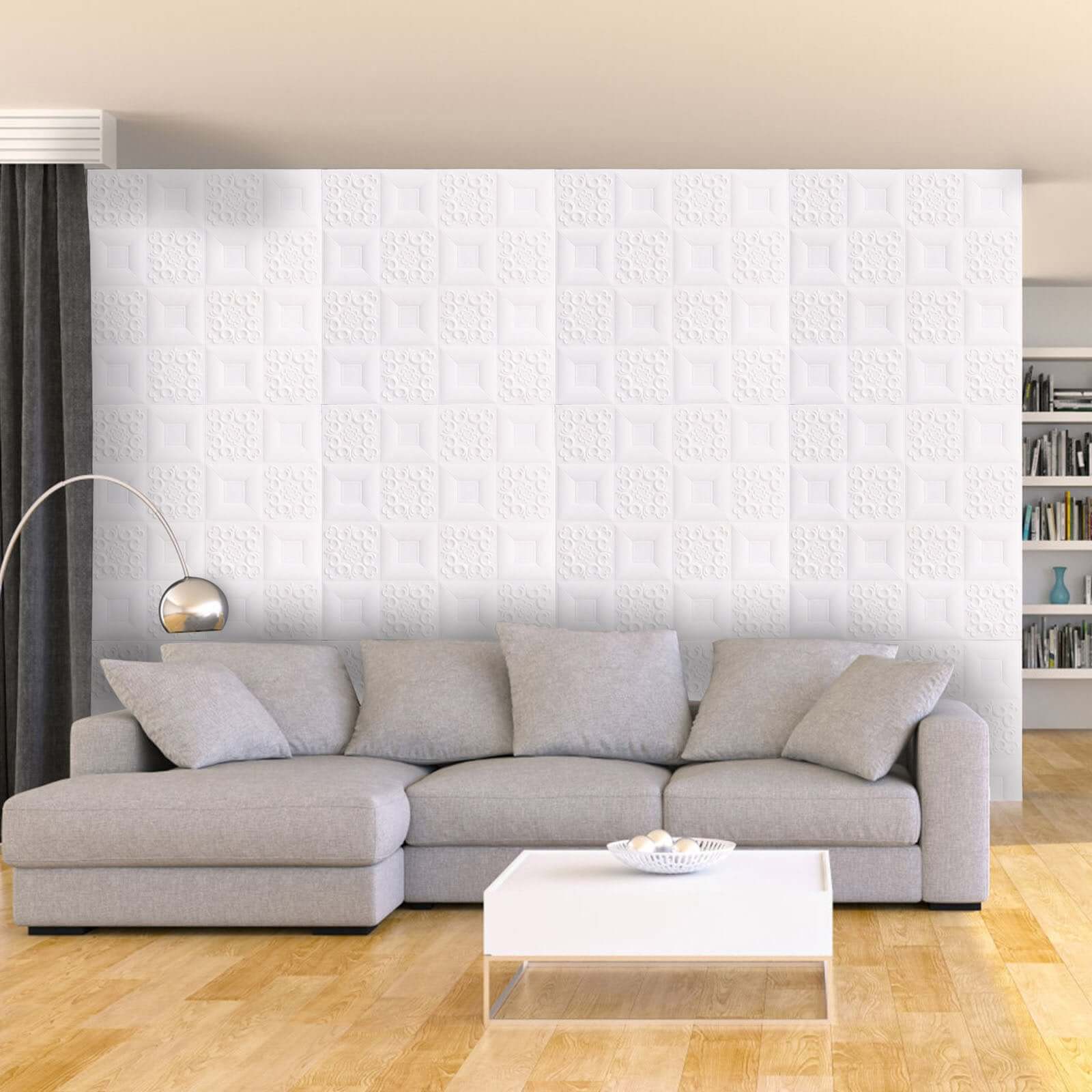 10 Pack 3D White Foam Self Adhesive Wall Panels - French Design 52 Sq ft - Image 2