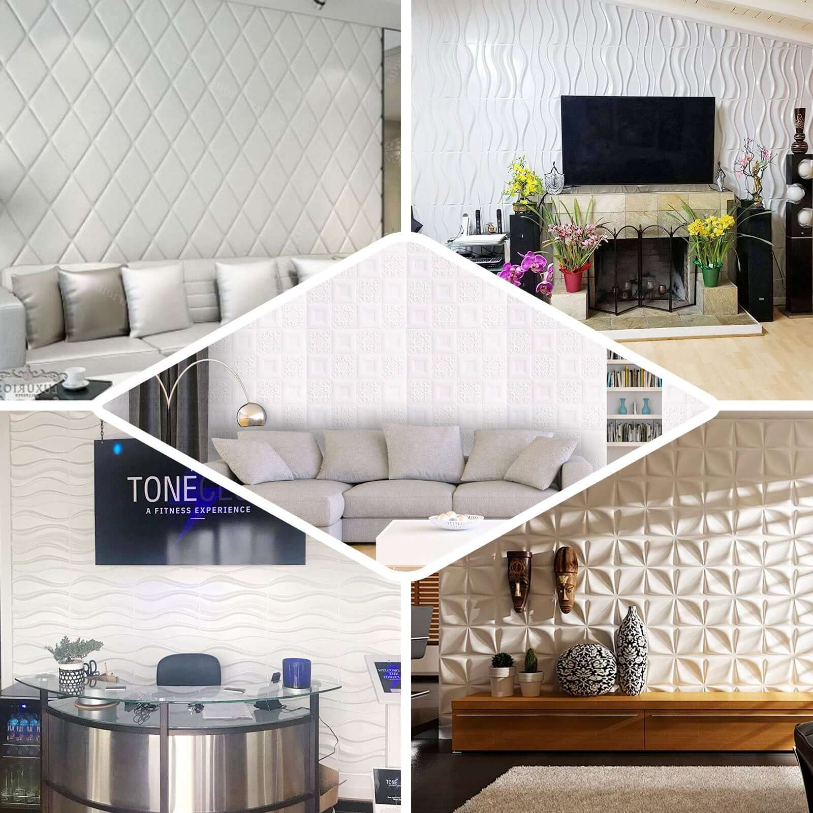 10 Pack 3D White Foam Self Adhesive Wall Panels - French Design 52 Sq ft - Image 5