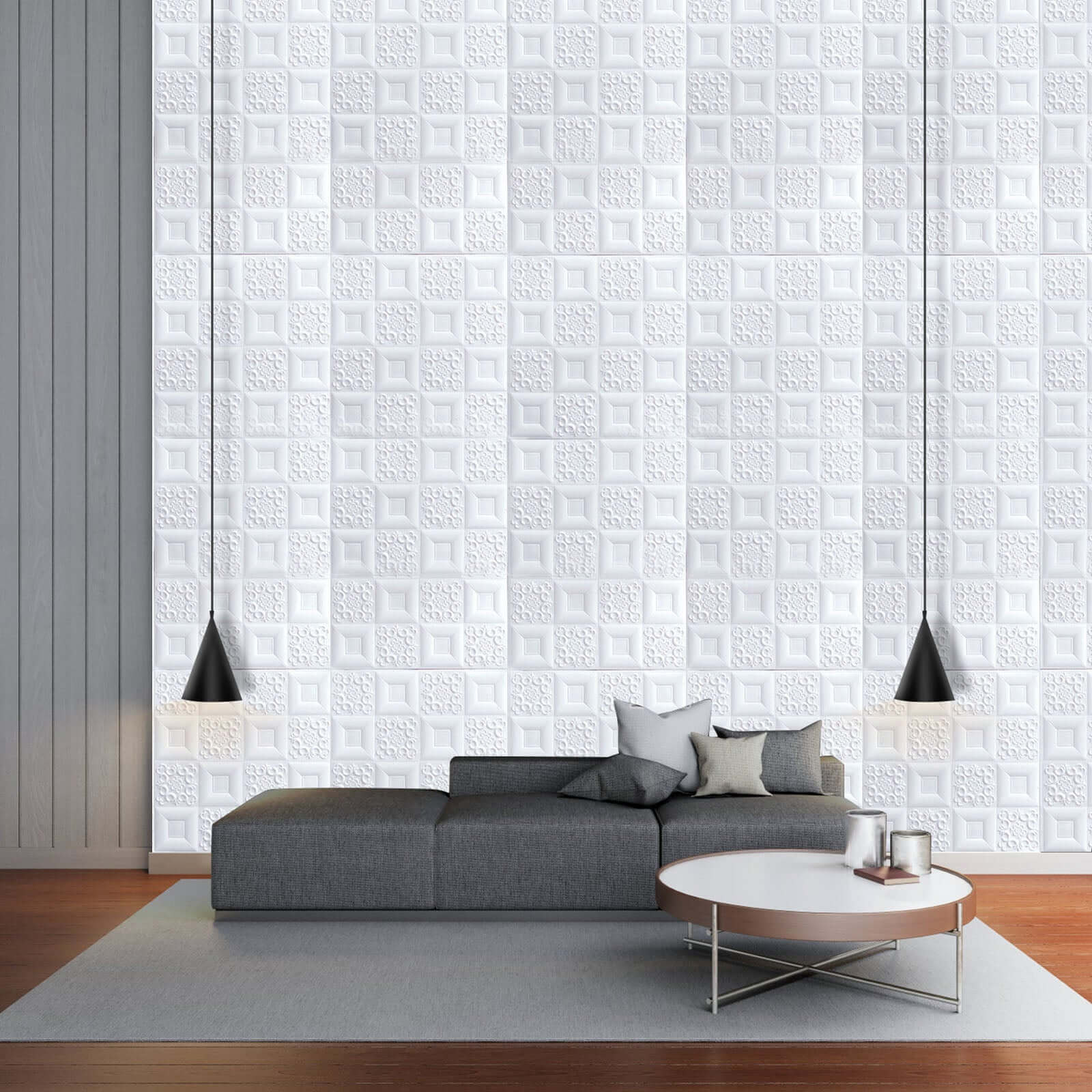 10 Pack 3D White Foam Self Adhesive Wall Panels - French Design 52 Sq ft - Image 8