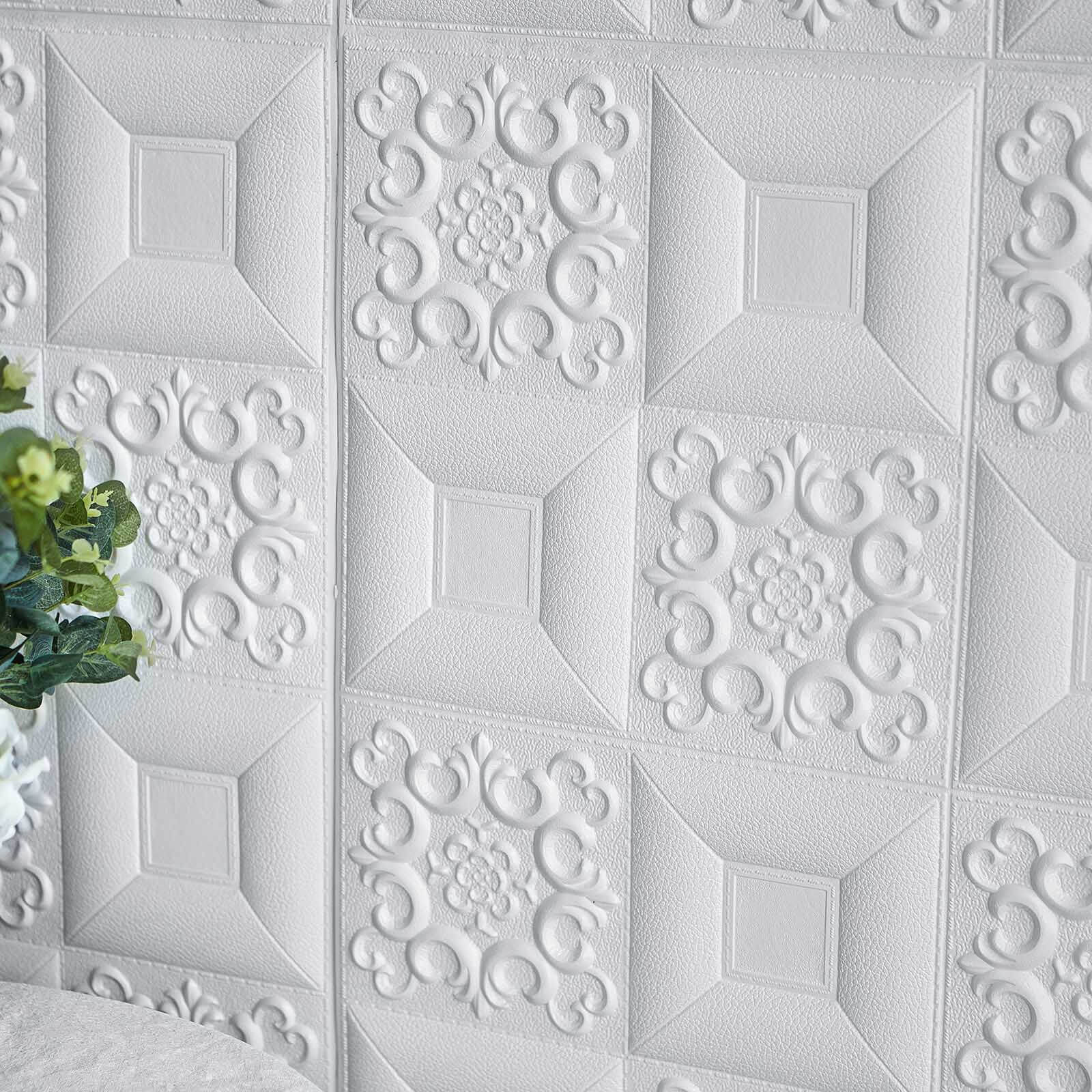 10 Pack 3D White Foam Self Adhesive Wall Panels - French Design 52 Sq ft - Image 9