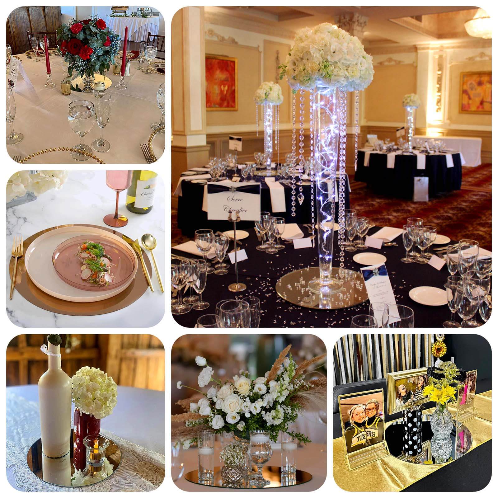 10-Pack Acrylic Charger Plates 13" Round Gold Mirror - Lightweight Decorative Dining Plates - Image 5