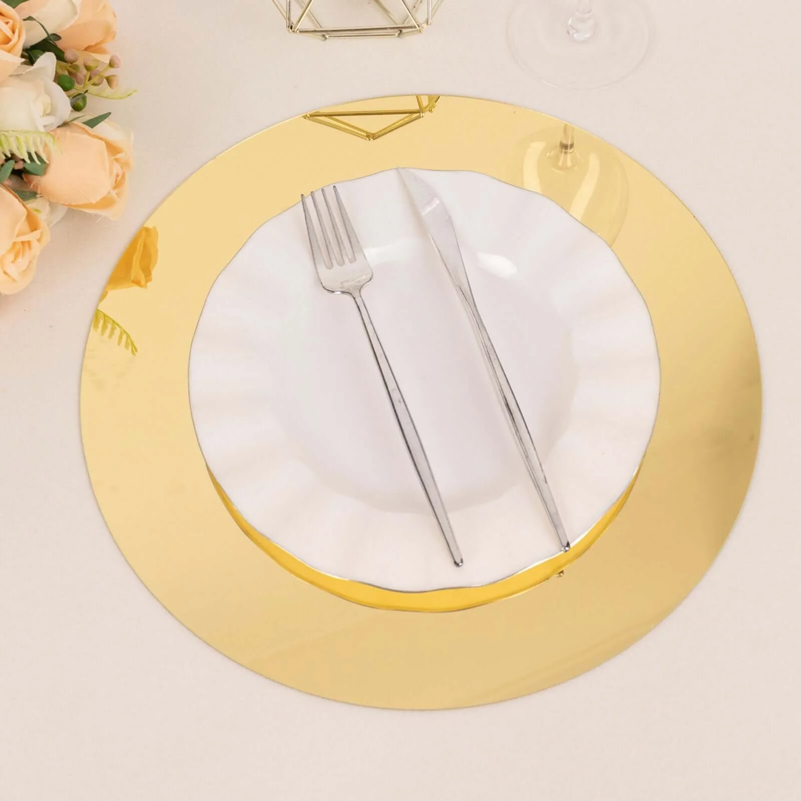10-Pack Acrylic Charger Plates 13" Round Gold Mirror - Lightweight Decorative Dining Plates - Image 6