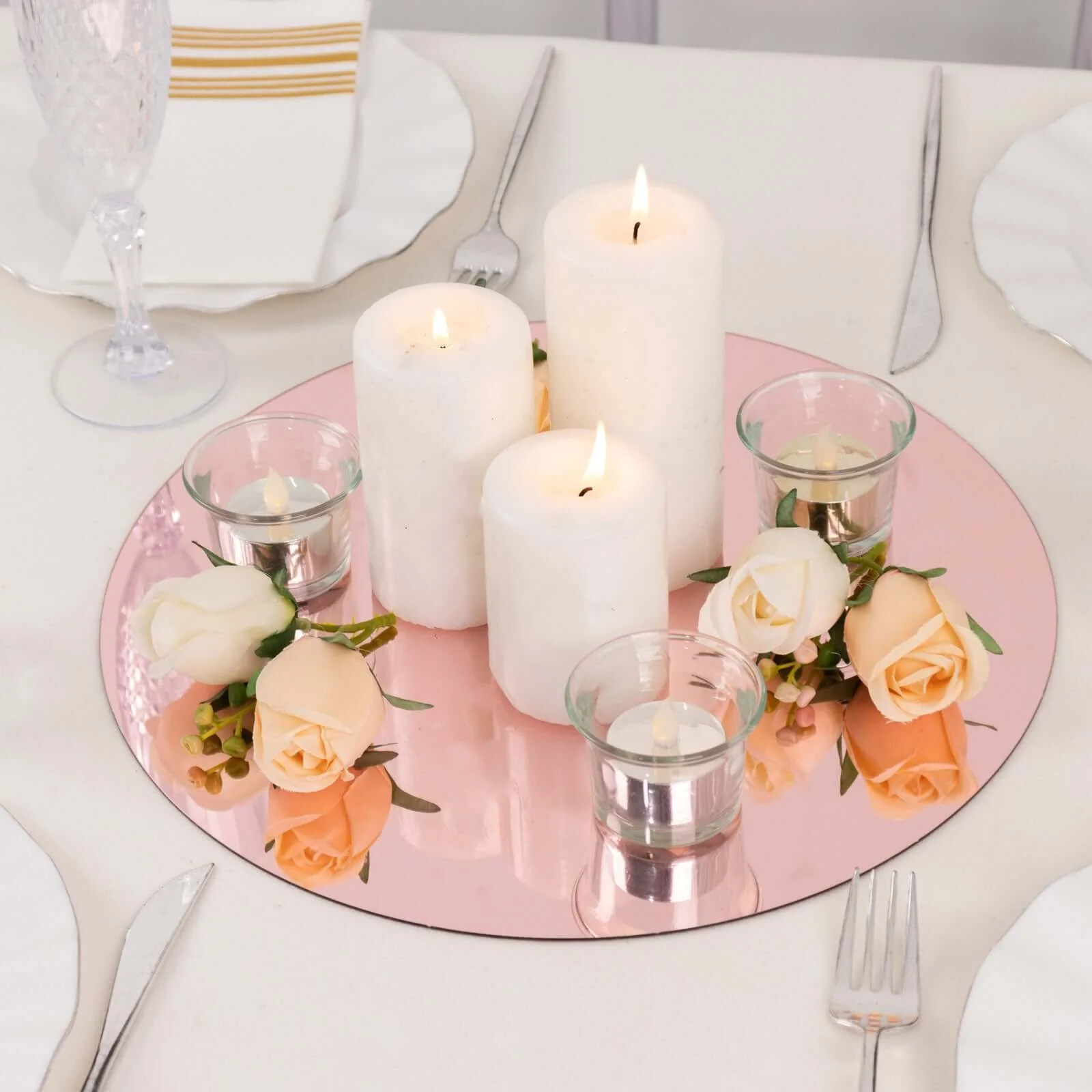 10-Pack Acrylic Charger Plates 13" Round Rose Gold Mirror - Lightweight Dining Plates - Image 2