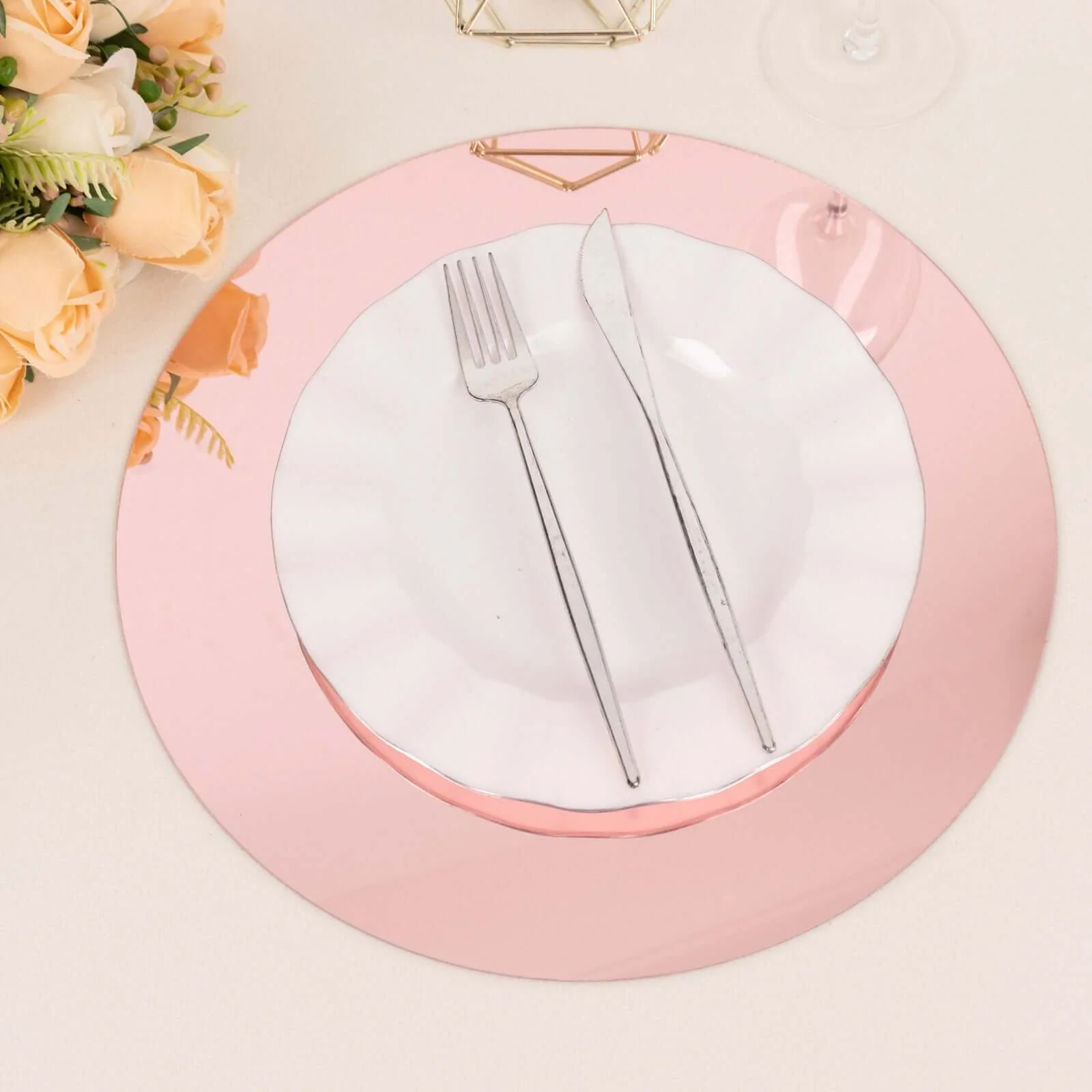 10-Pack Acrylic Charger Plates 13" Round Rose Gold Mirror - Lightweight Dining Plates - Image 6