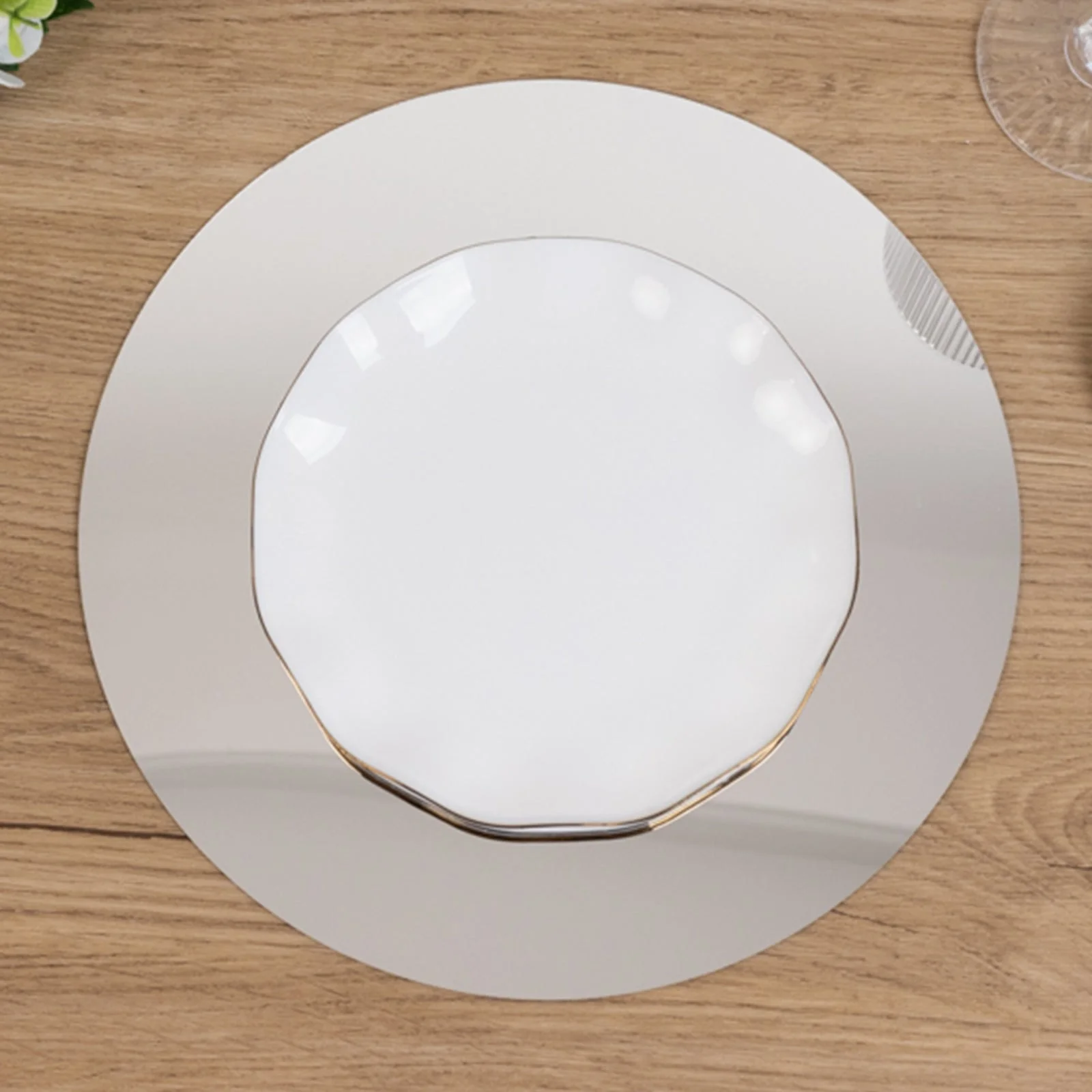 10-Pack Acrylic Mirror Tray 10" Round Silver Circle Candle Plate - Decorative Centerpiece Bases - Image 2