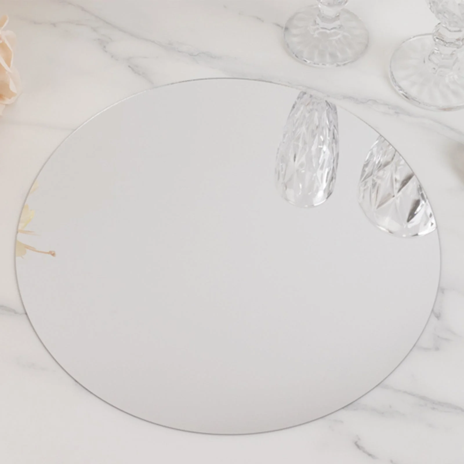 10-Pack Acrylic Mirror Tray 12" Round Silver Circle Candle Plate - Table Setting Centerpiece Bases - Image 10