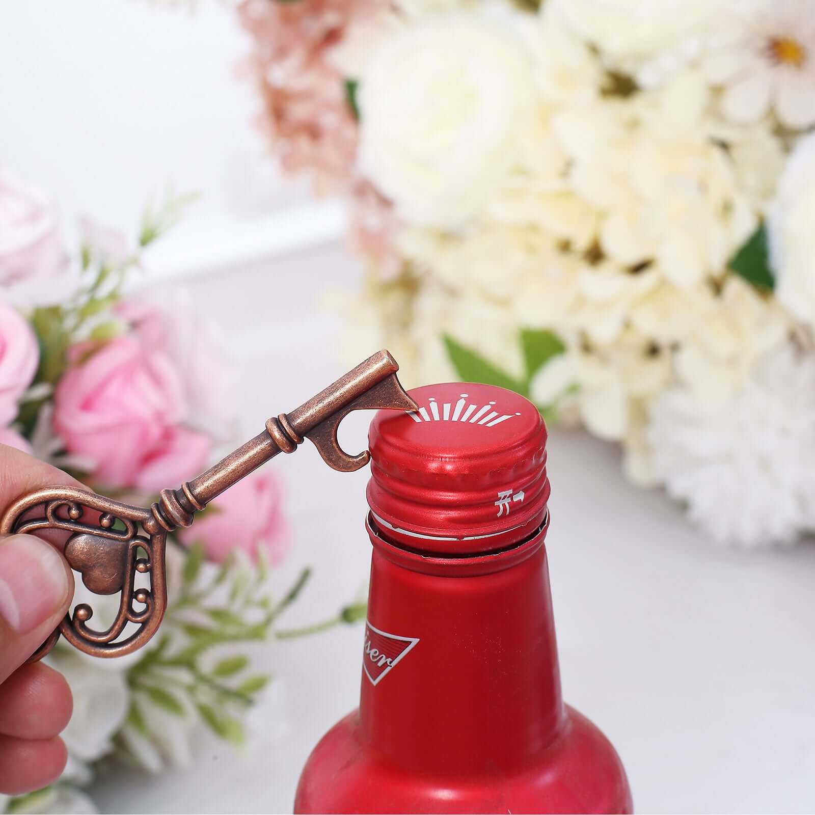 10 Pack Antique Gold Skeleton Key Bottle Opener Party Favors Wedding Souvenirs, Vintage Wedding Bridal Shower Favors With Tag Card & Chain - Image 2