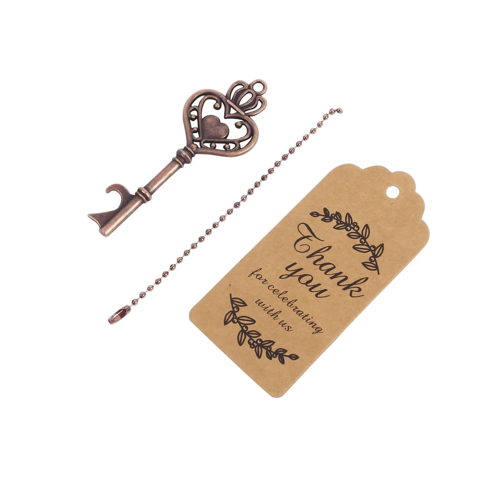 10 Pack Antique Gold Skeleton Key Bottle Opener Party Favors Wedding Souvenirs, Vintage Wedding Bridal Shower Favors With Tag Card & Chain - Image 7