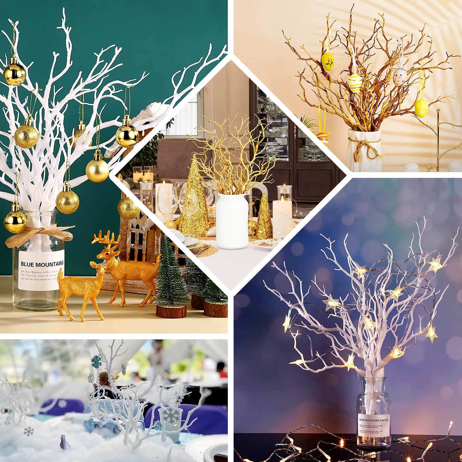 10-Pack Artificial Manzanita Tree Branch 14" White - Image 5
