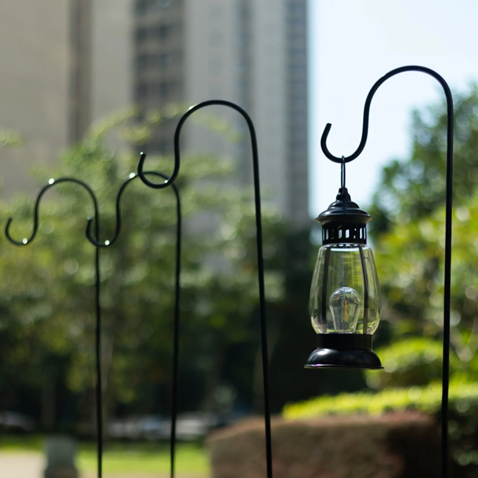 10 Pack Black Metal Shepherds Hook Plant Hanger Stands with 2 Prong Base, Outdoor Lantern Hangers Heavy Duty Bird Feeder Poles - 46" - Image 7