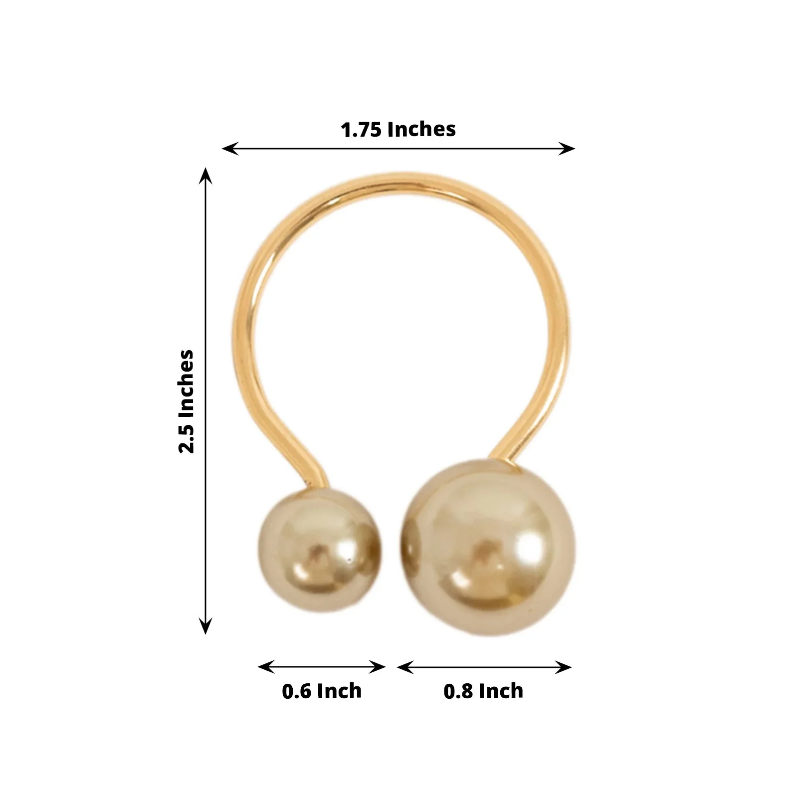 10 Pack Champagne Pearl Metal Napkin Rings Dining Table Decor, Elegant Round Wedding Napkin Holders - 2.5" - Image 2