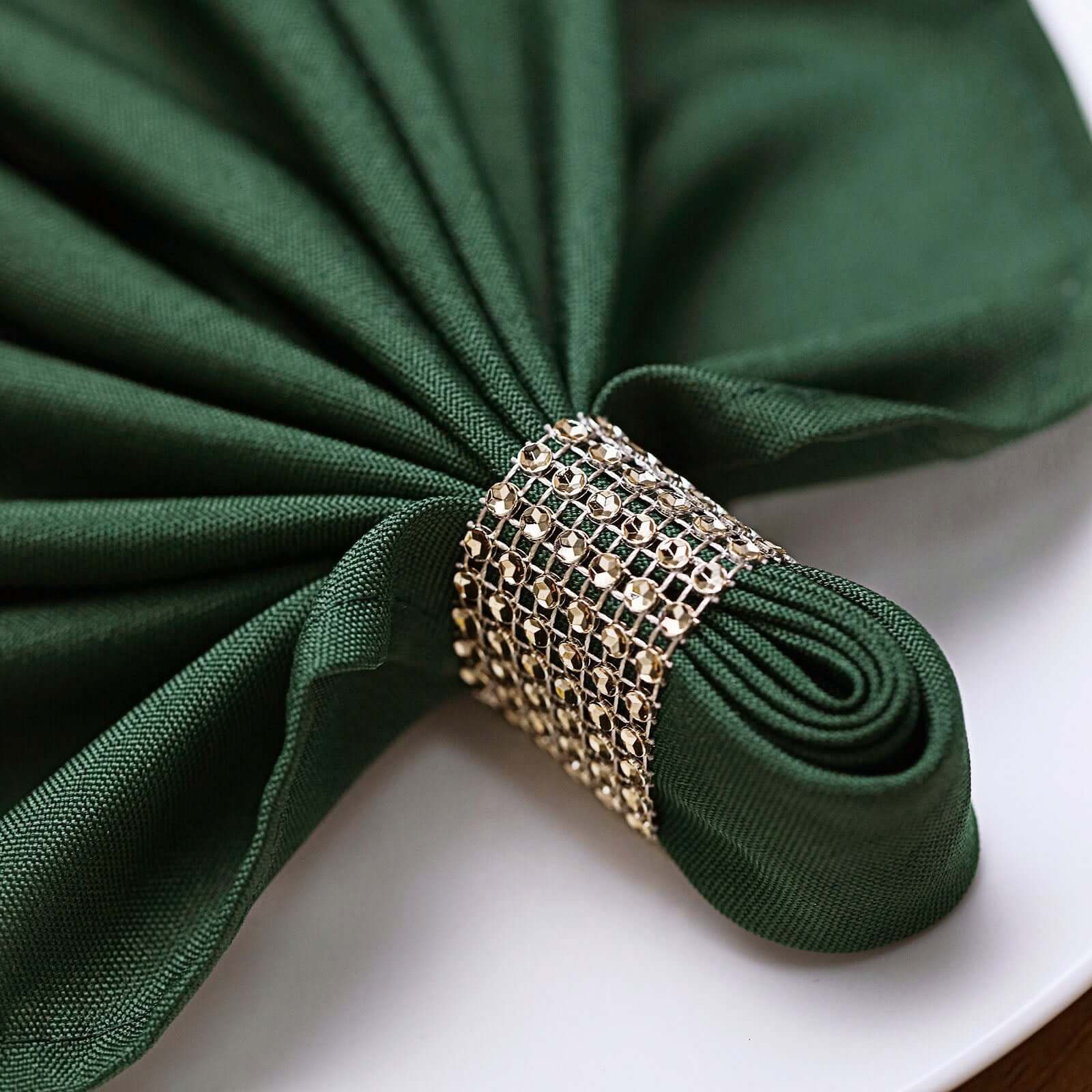 10 Pack Diamond Rhinestone Napkin Rings Antique Gold - Velcro Brooch Buckle for Chair Sashes - Image 2