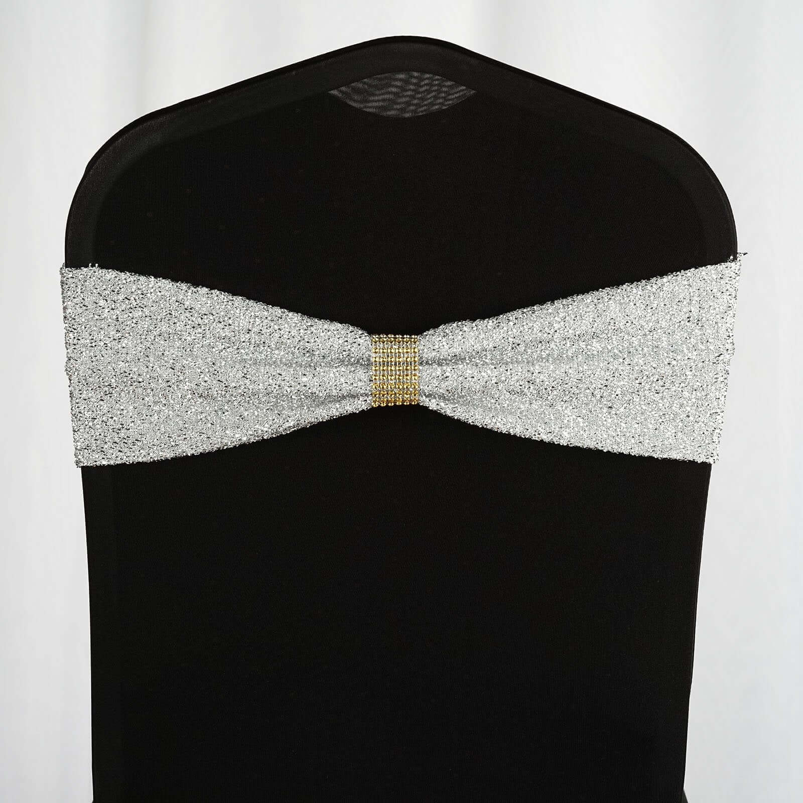 10 Pack Diamond Rhinestone Napkin Rings Gold - Velcro Brooch Buckle for Chair Sashes - Image 5