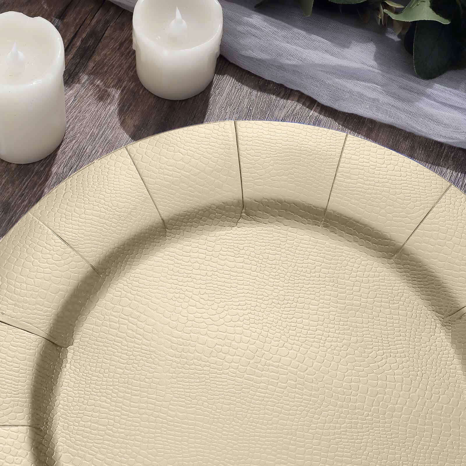 10-Pack Disposable Round Charger Plates 13" Champagne with Leathery Texture - 1100GSM Sturdy Cardboard Placemats - Image 11