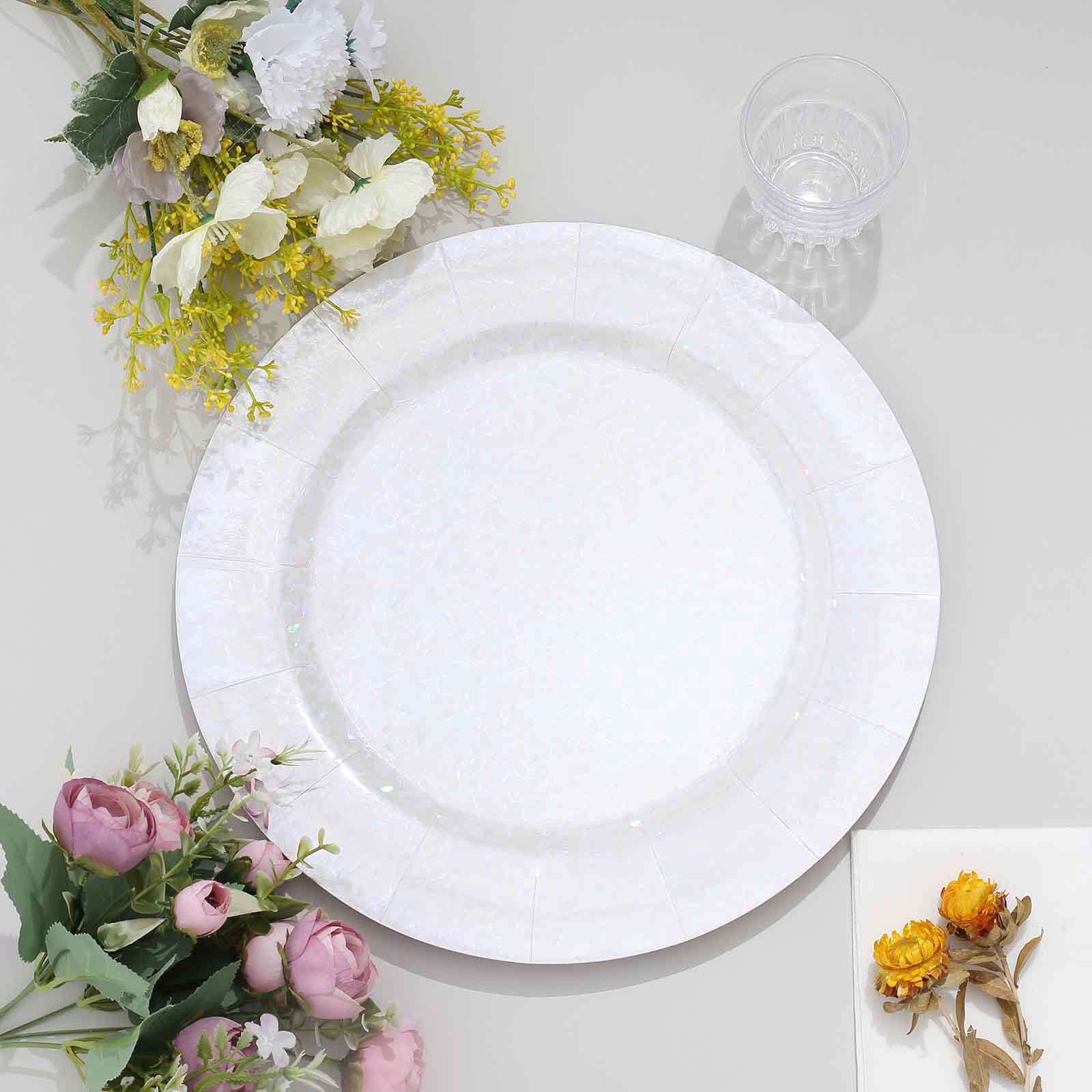 10-Pack Disposable Round Charger Plates 13" Iridescent with Leathery Texture - 1100GSM Sturdy Cardboard Placemats - Image 12