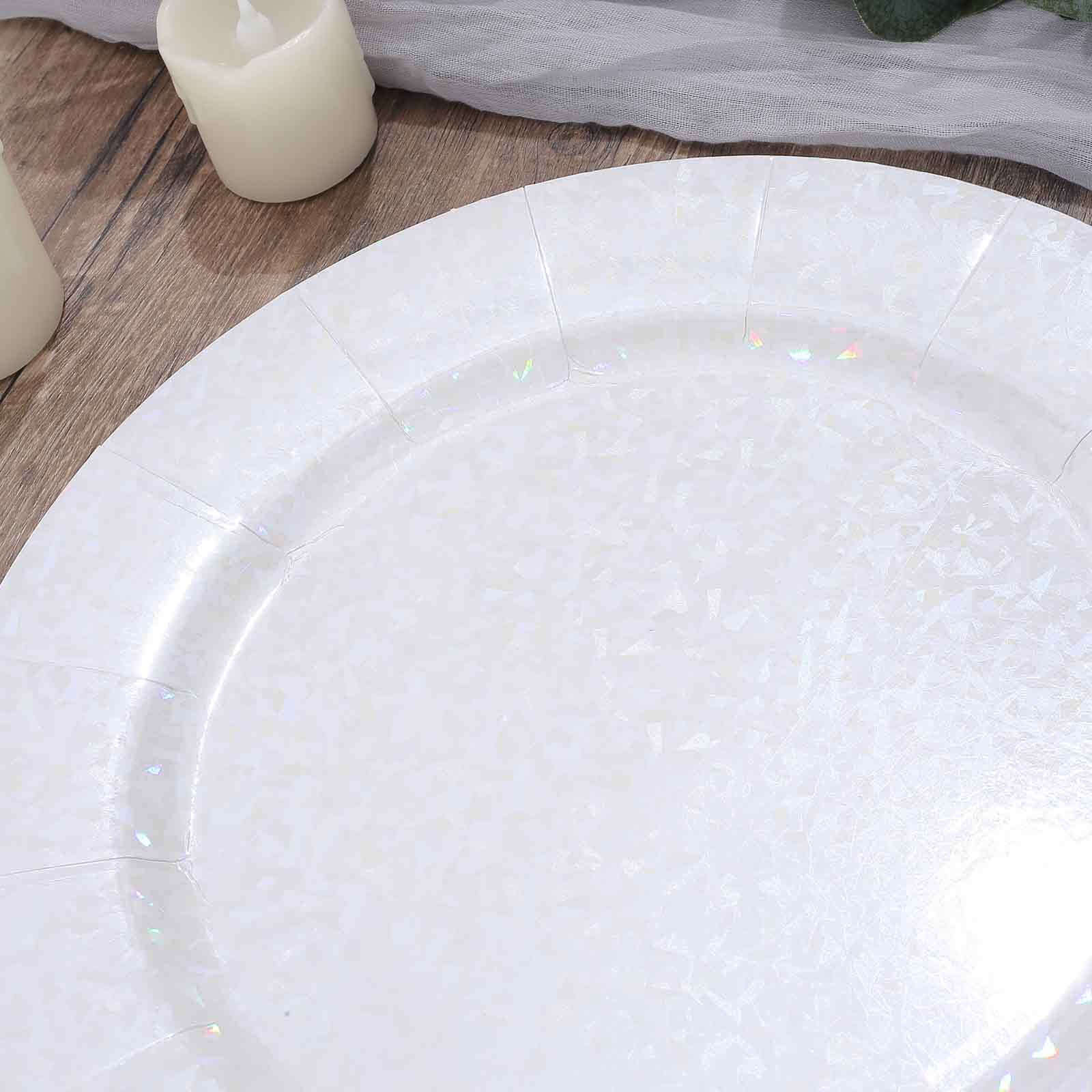 10-Pack Disposable Round Charger Plates 13" Iridescent with Leathery Texture - 1100GSM Sturdy Cardboard Placemats - Image 13