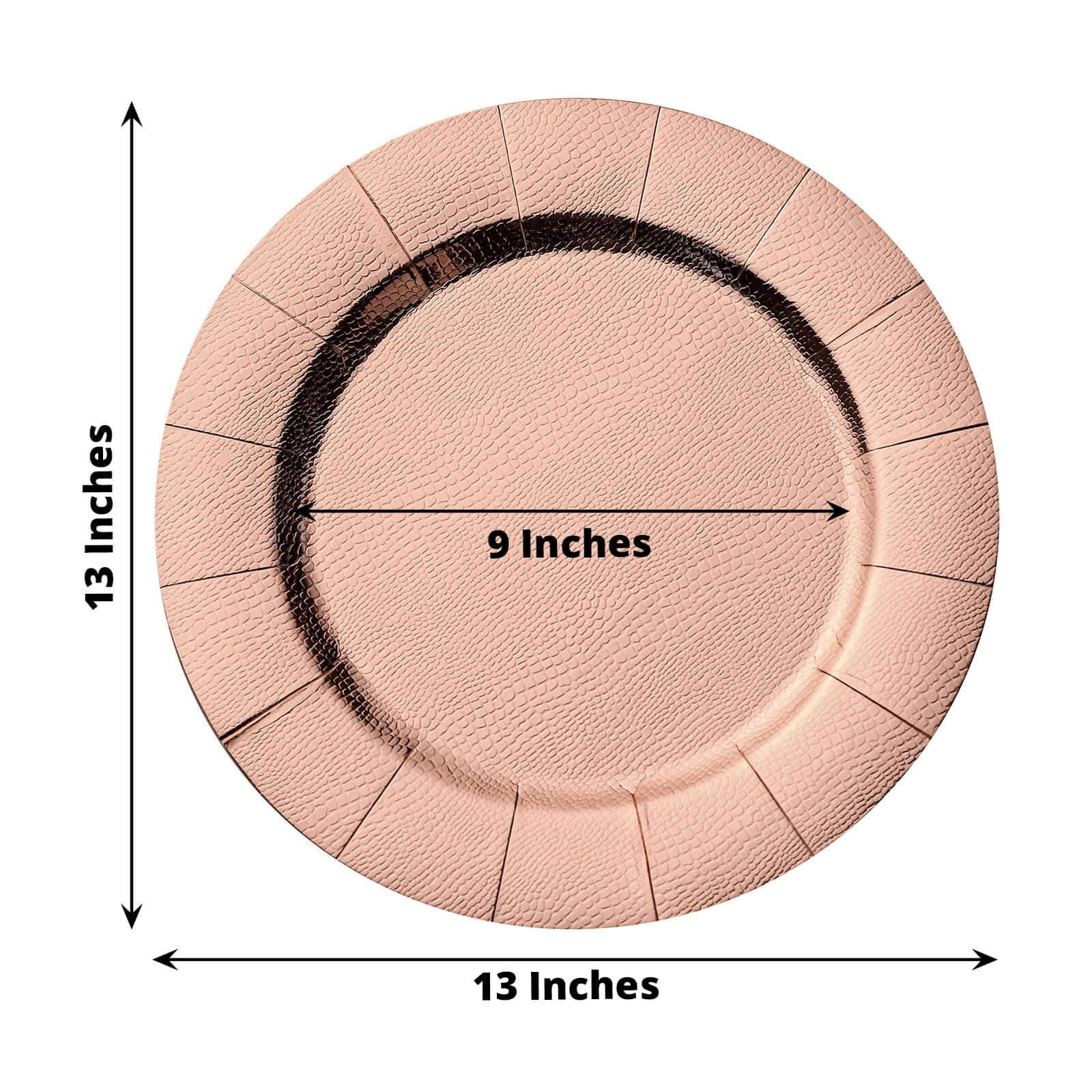 10-Pack Disposable Round Charger Plates 13" Rose Gold with Leathery Texture - 1100GSM Sturdy Cardboard Placemats - Image 3