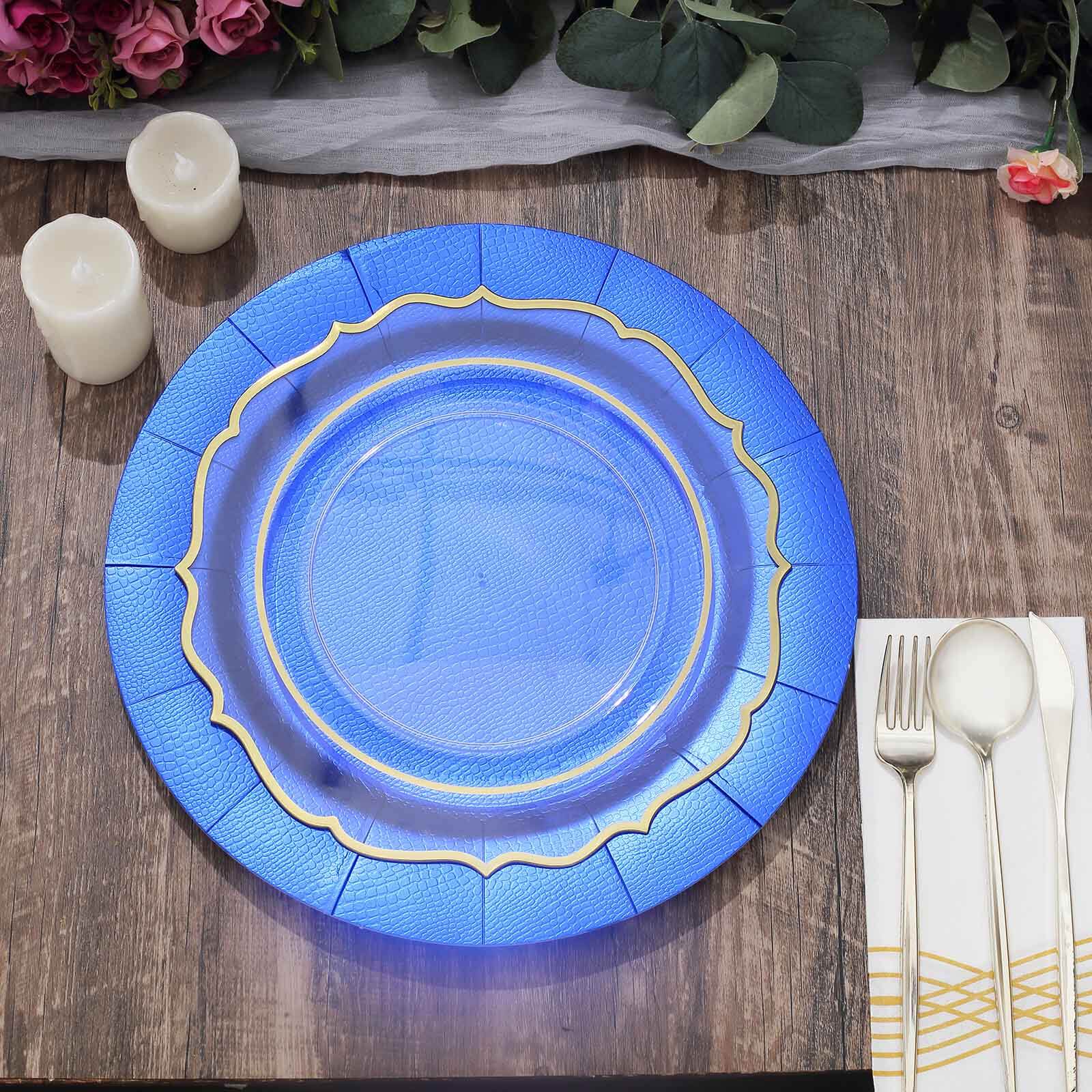 10-Pack Disposable Round Charger Plates 13" Royal Blue with Leathery Texture - 1100GSM Sturdy Cardboard Placemats - Image 11