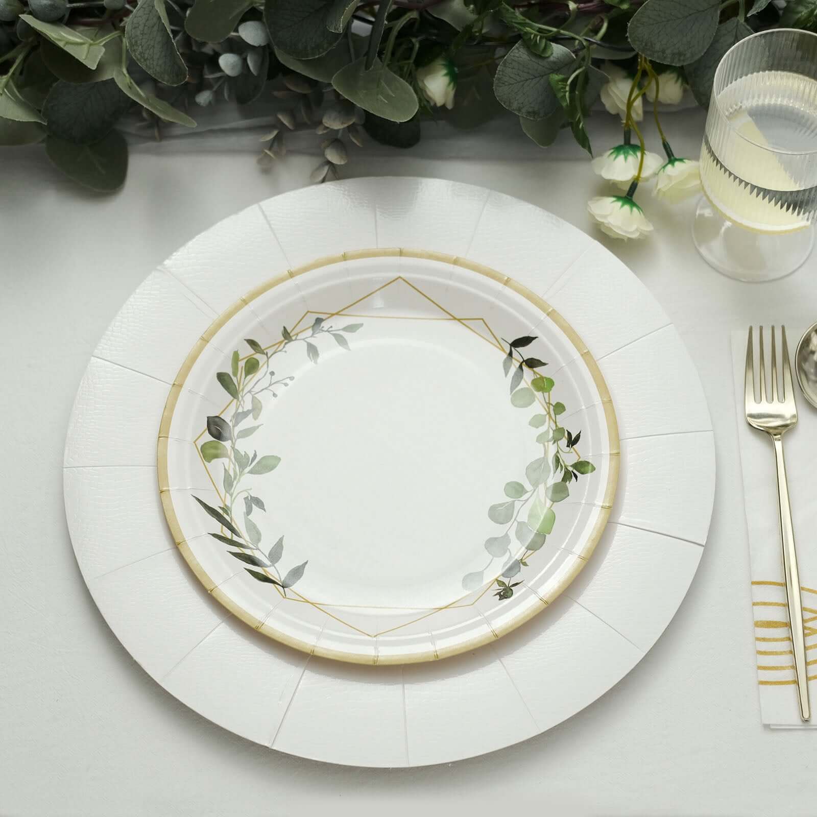 10-Pack Disposable Round Charger Plates 13" White with Leathery Texture - 1100GSM Sturdy Cardboard Placemats for Weddings & Special Occasions - Image 2