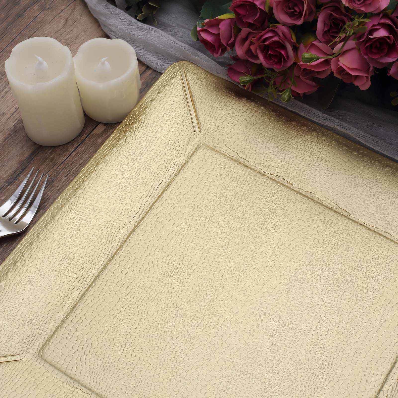 10-Pack Disposable Square Charger Plates 13" Champagne with Leather Like Texture - 1100GSM Sturdy Paper Chargers - Image 13