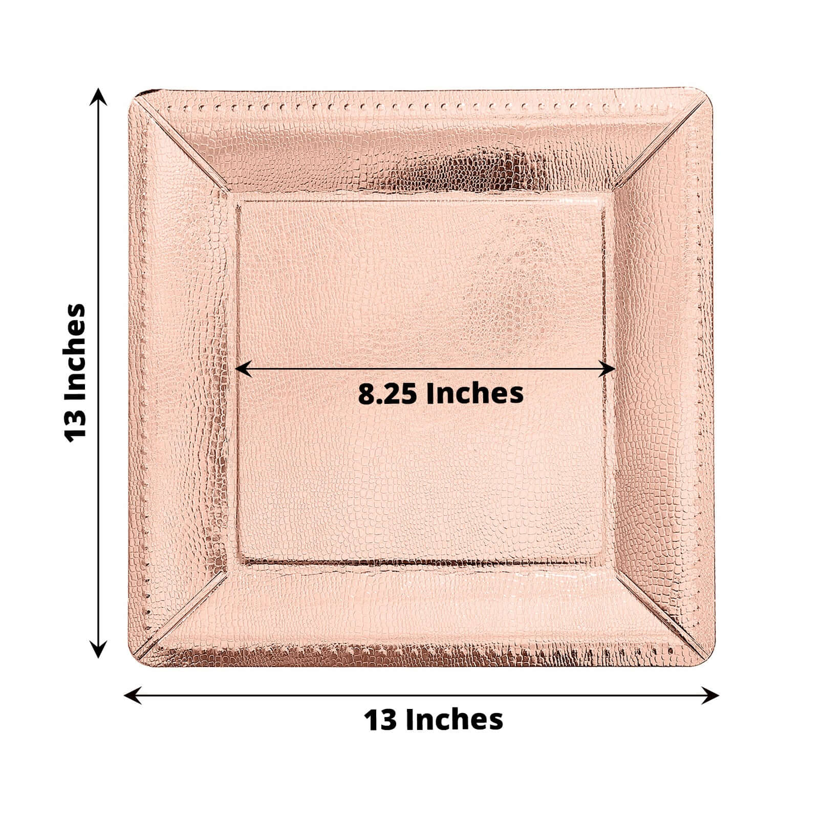 10-Pack Disposable Square Charger Plates 13" Rose Gold with Leather Like Texture - 1100GSM Sturdy Paper Chargers - Image 3