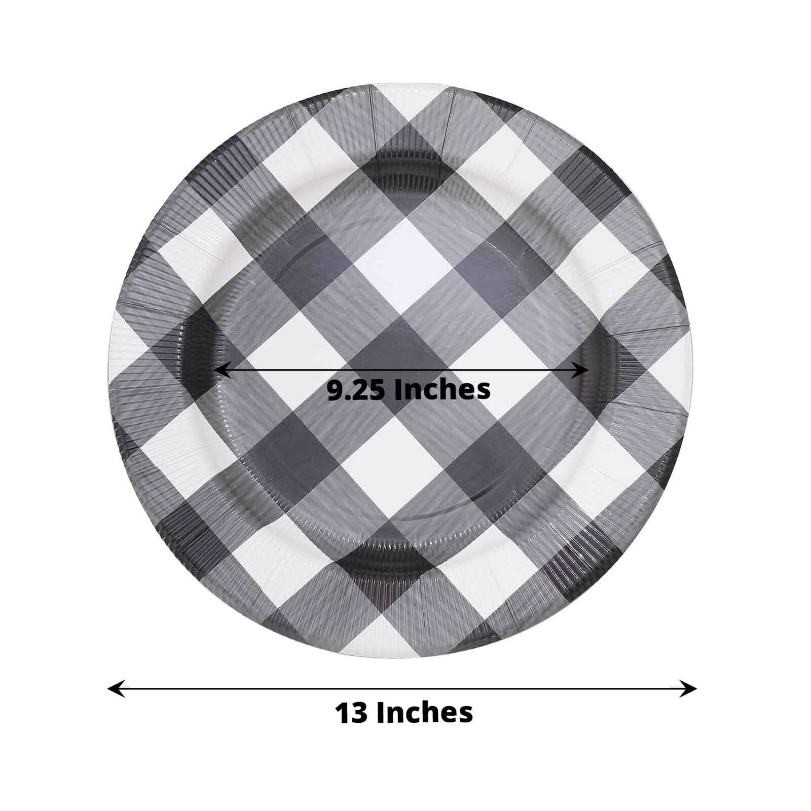 10-Pack Buffalo Plaid Paper Charger Plates – Black/White 13" Round Disposable Table Chargers, 350 GSM Cardstock - Image 2