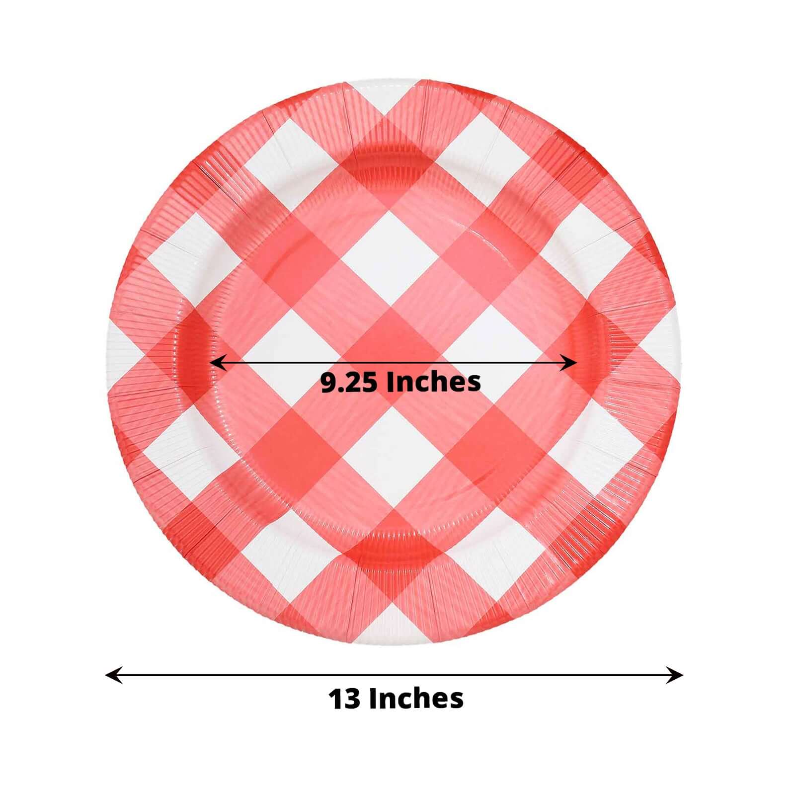 10-Pack Buffalo Plaid Paper Charger Plates – Red/White 13" Round Disposable Table Chargers, 350 GSM Cardstock - Image 3
