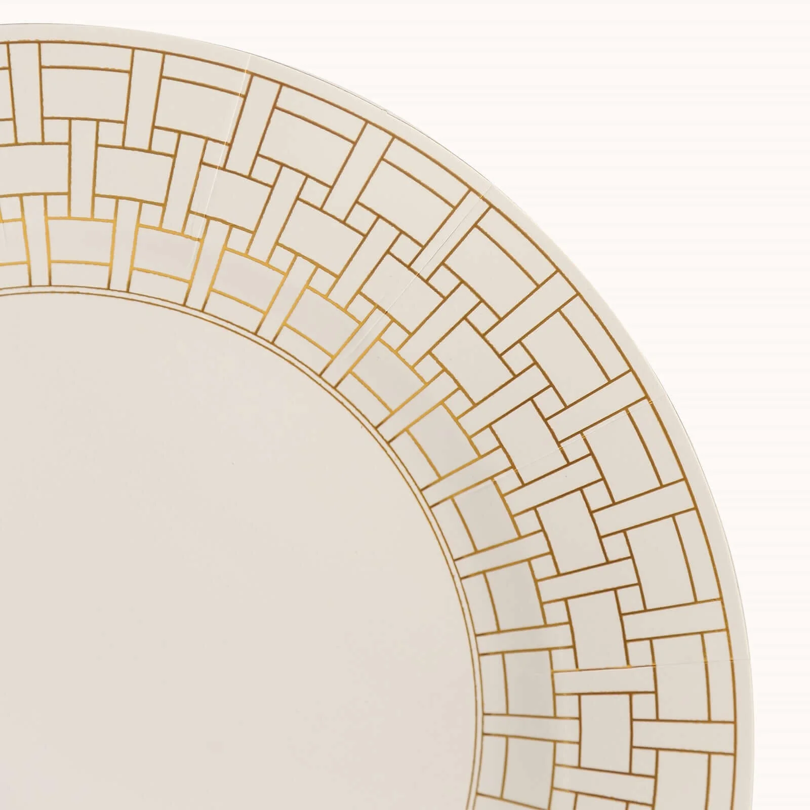 10 Pack Cardstock Paper Charger Plates 13" White with Gold Basketweave Pattern Rim - 650GSM Cardboard Placemats for Parties, Events & Home Entertaining - Image 11