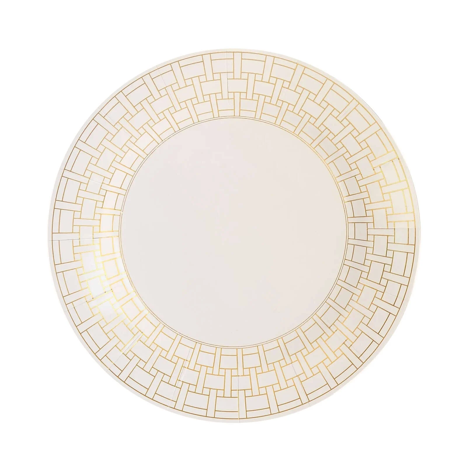 10 Pack Cardstock Paper Charger Plates 13" White with Gold Basketweave Pattern Rim - 650GSM Cardboard Placemats for Parties, Events & Home Entertaining - Image 7